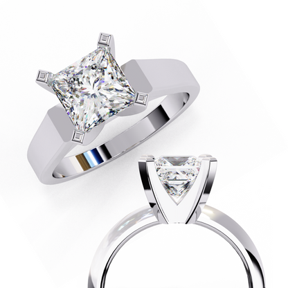 White Gold / Moissanite, White Gold / Lab Grown