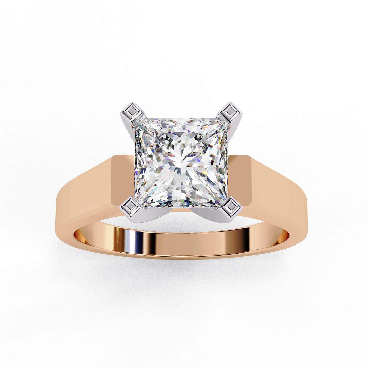 rose gold / moissanite, rose gold / lab grown