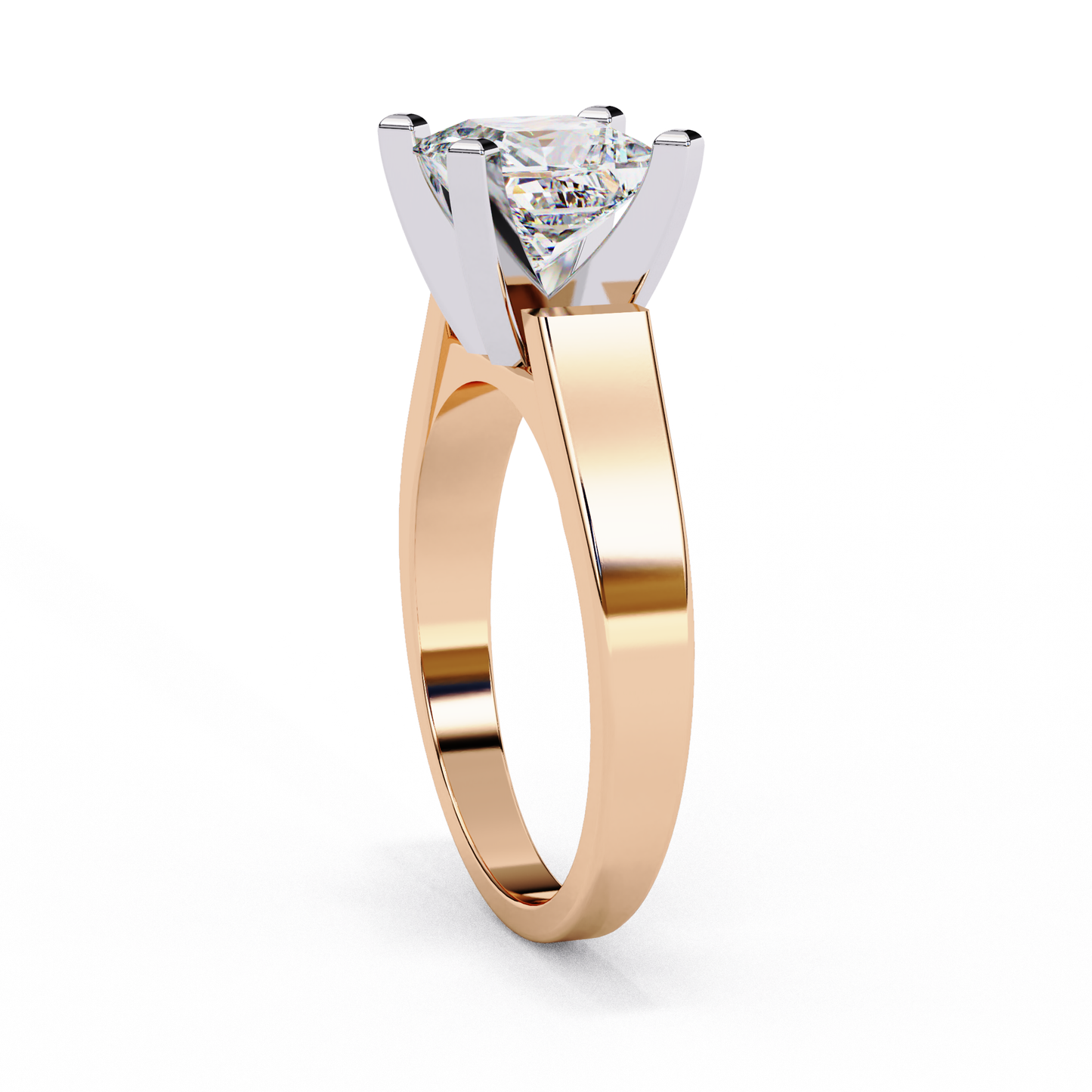 rose gold / moissanite, rose gold / lab grown