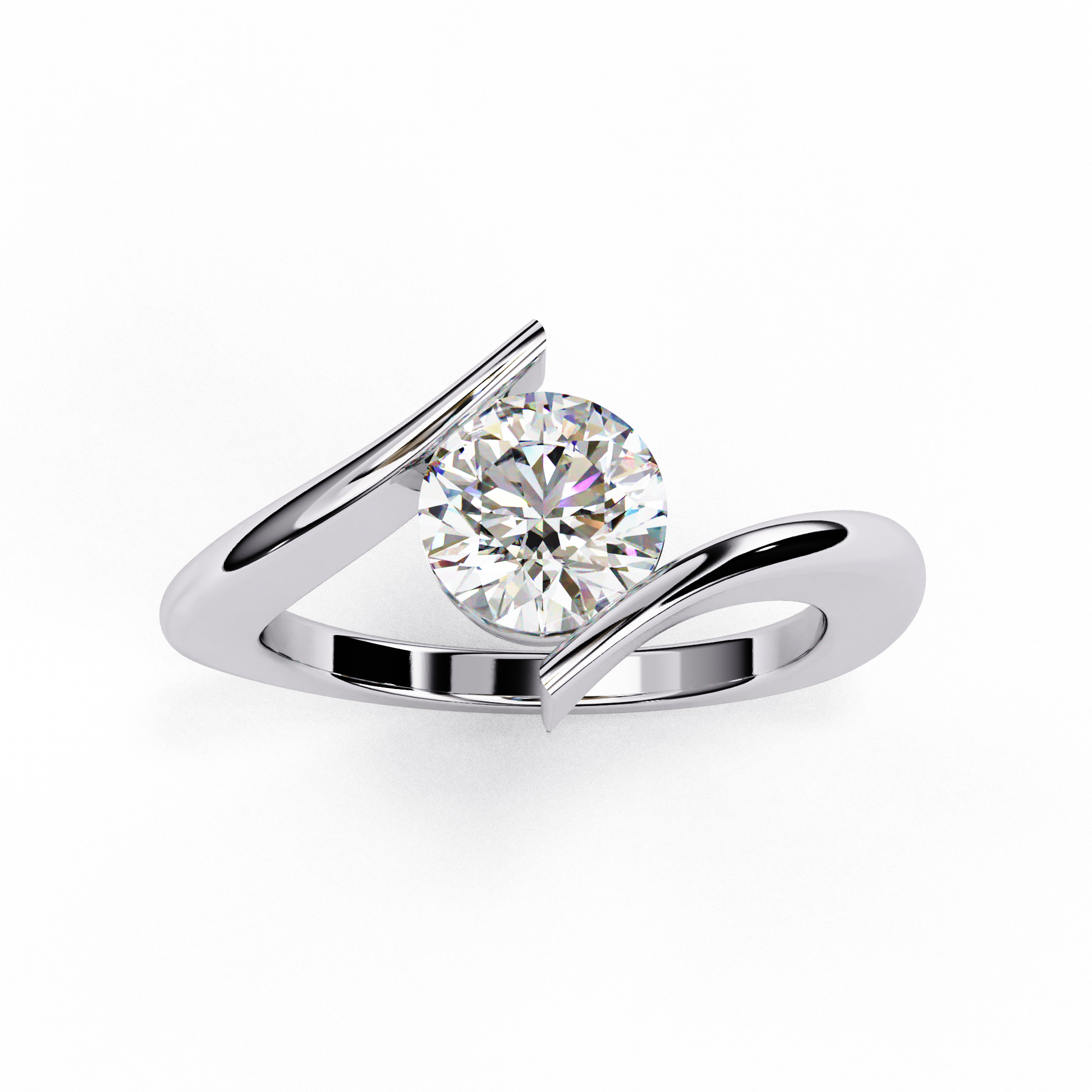 White Gold / Moissanite, White Gold / Lab Grown
