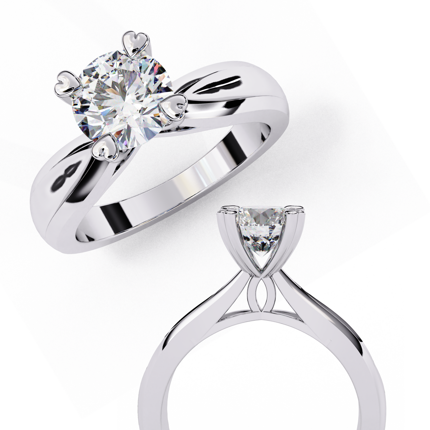 white gold / moissanite, white gold / lab grown