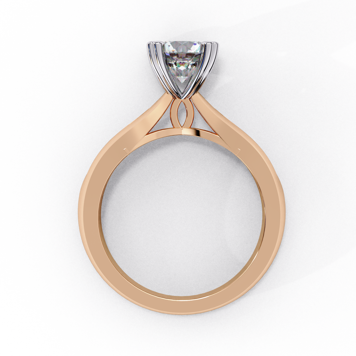 rose gold / moissanite, rose gold / lab grown