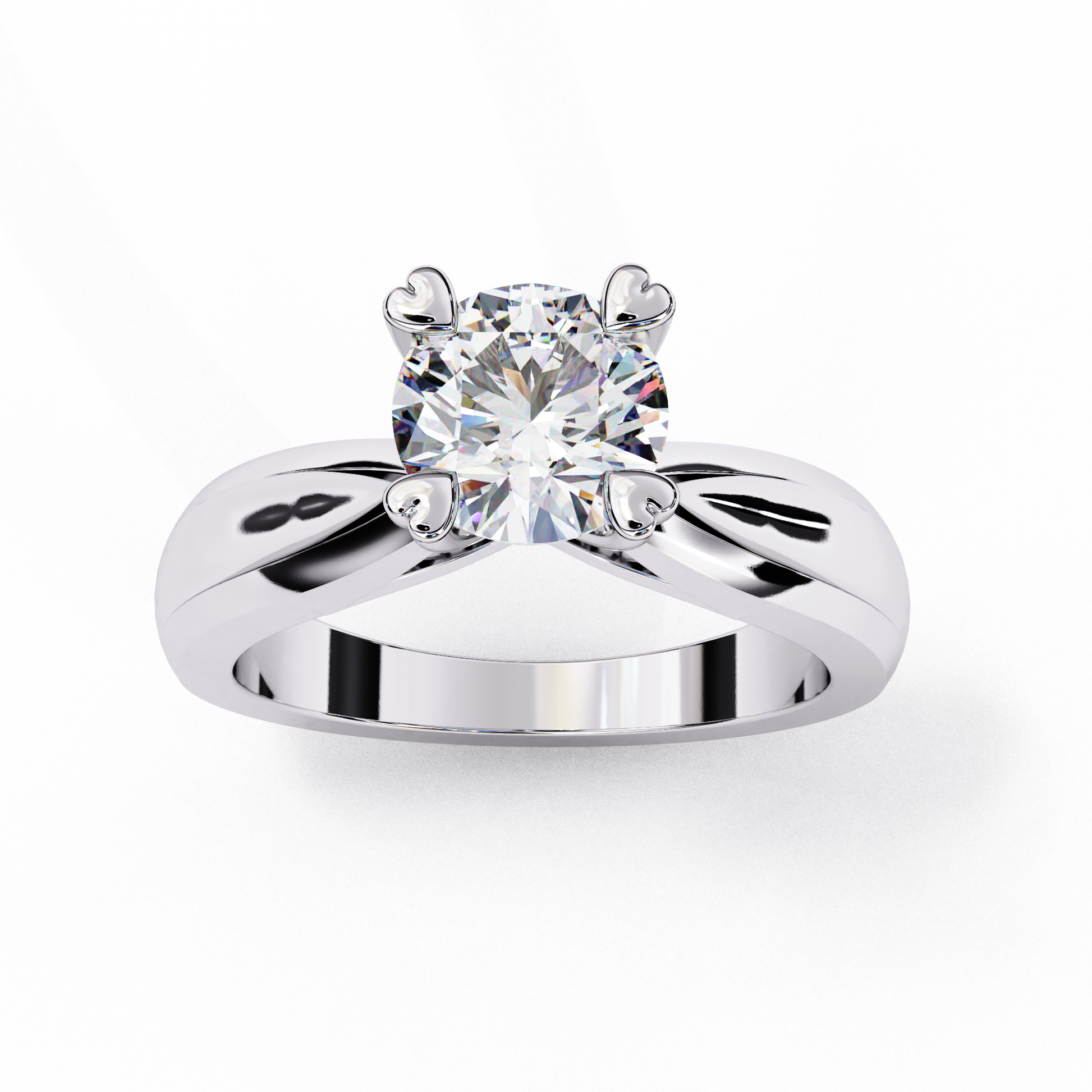 White Gold / Moissanite, White Gold / Lab Grown