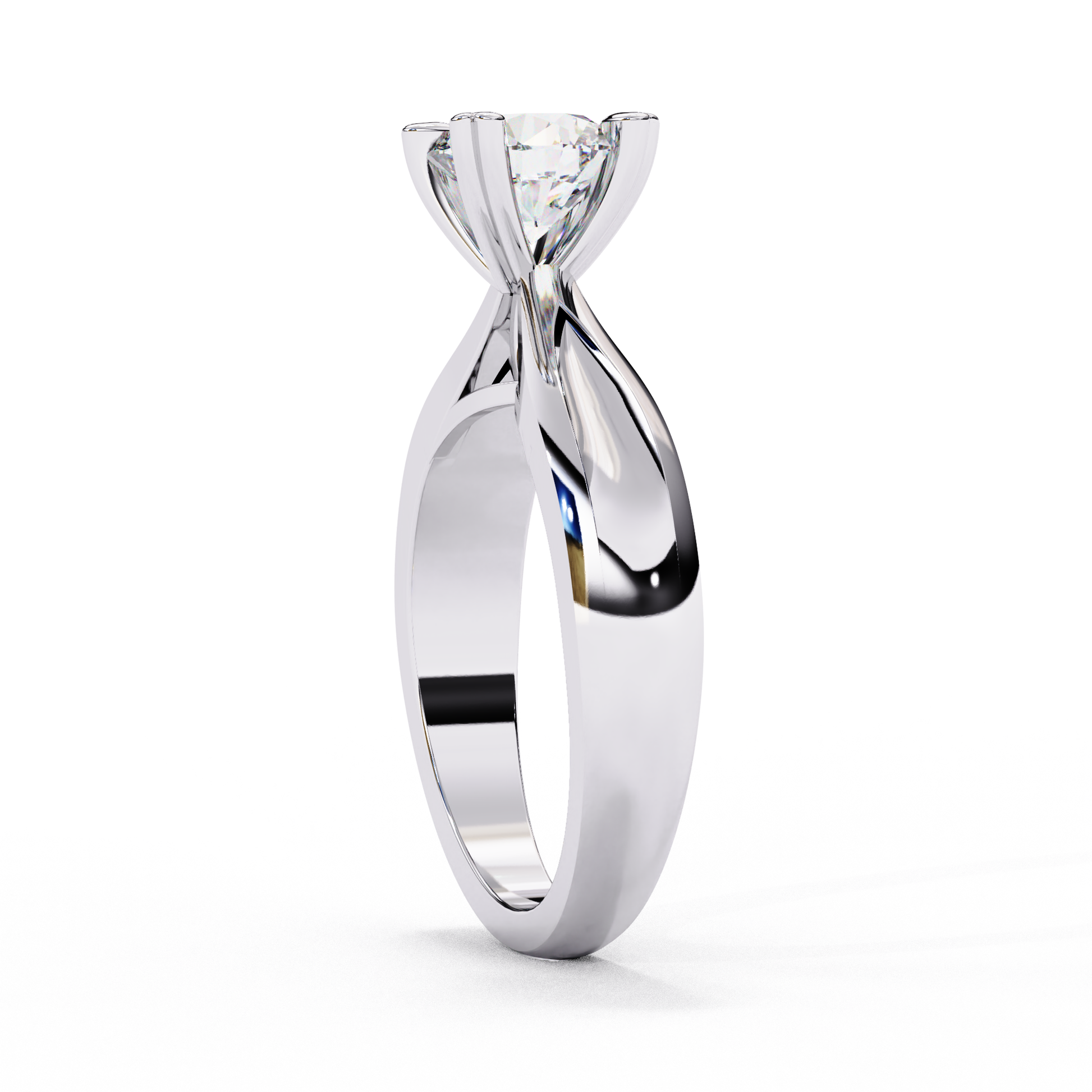 White Gold / Moissanite, White Gold / Lab Grown