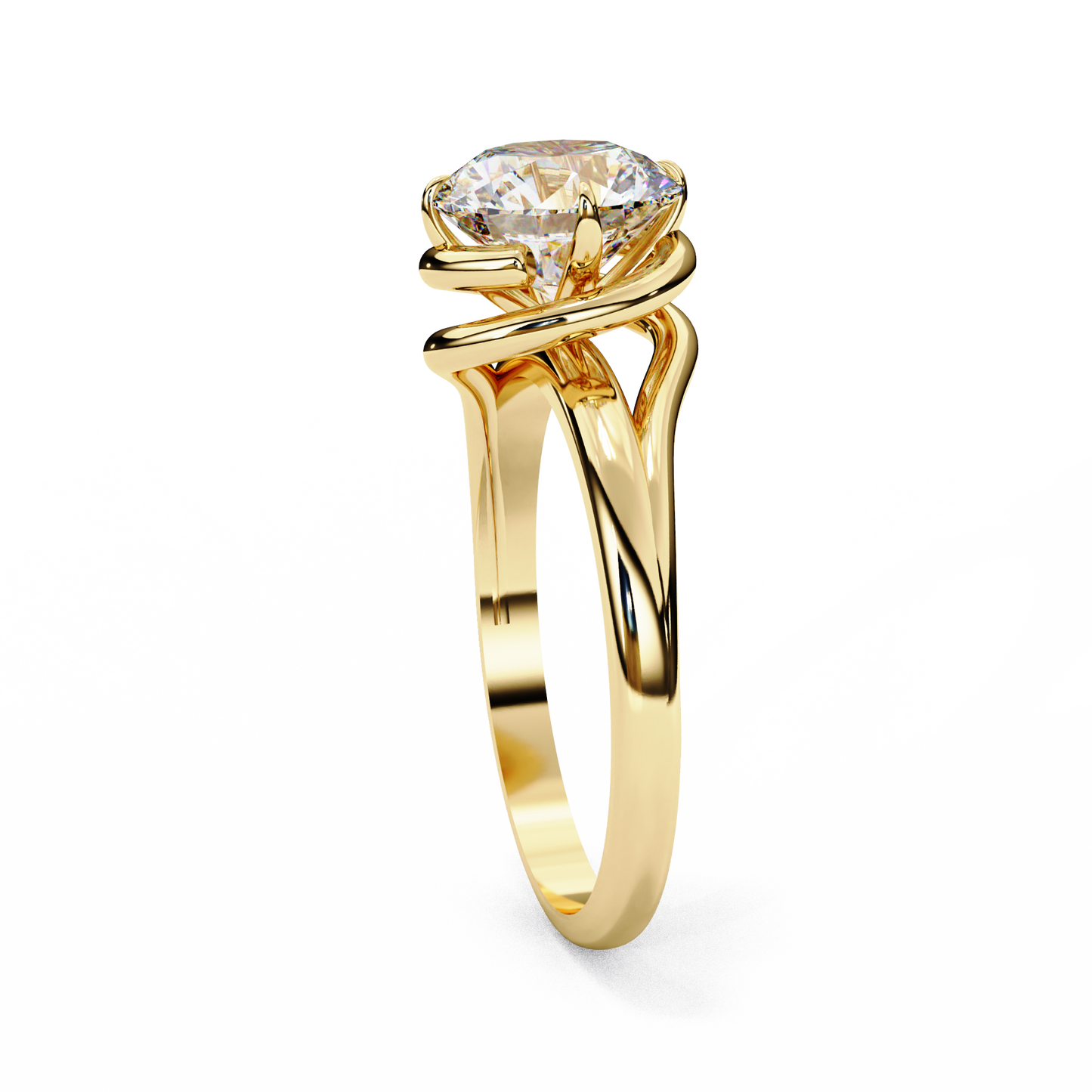 yellow gold / moissanite, yellow gold / lab grown