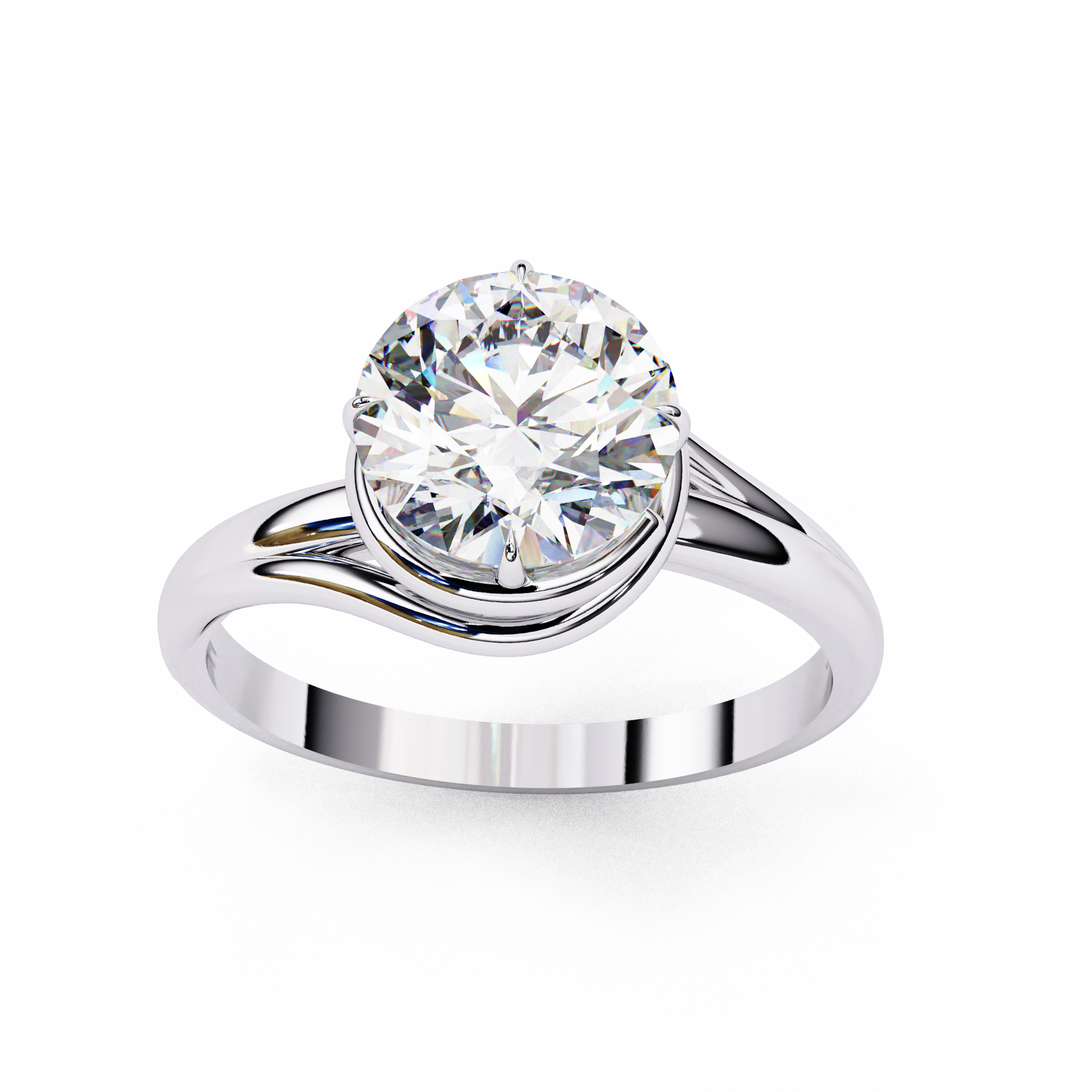 White Gold / Moissanite, White Gold / Lab Grown