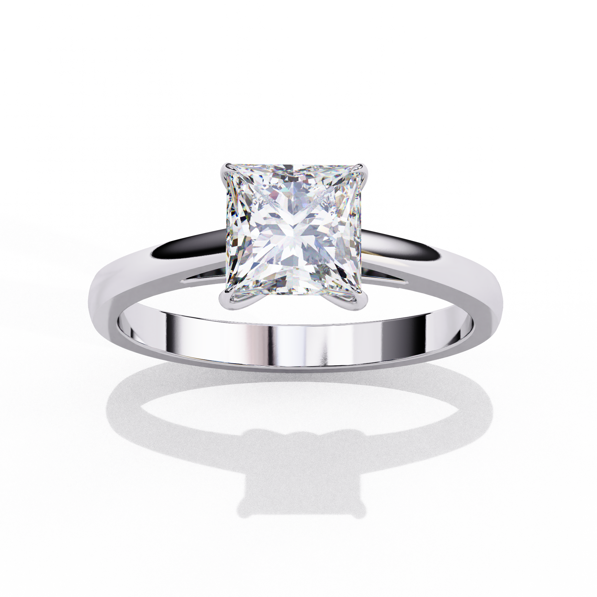 White Gold / Moissanite, White Gold / Lab Grown