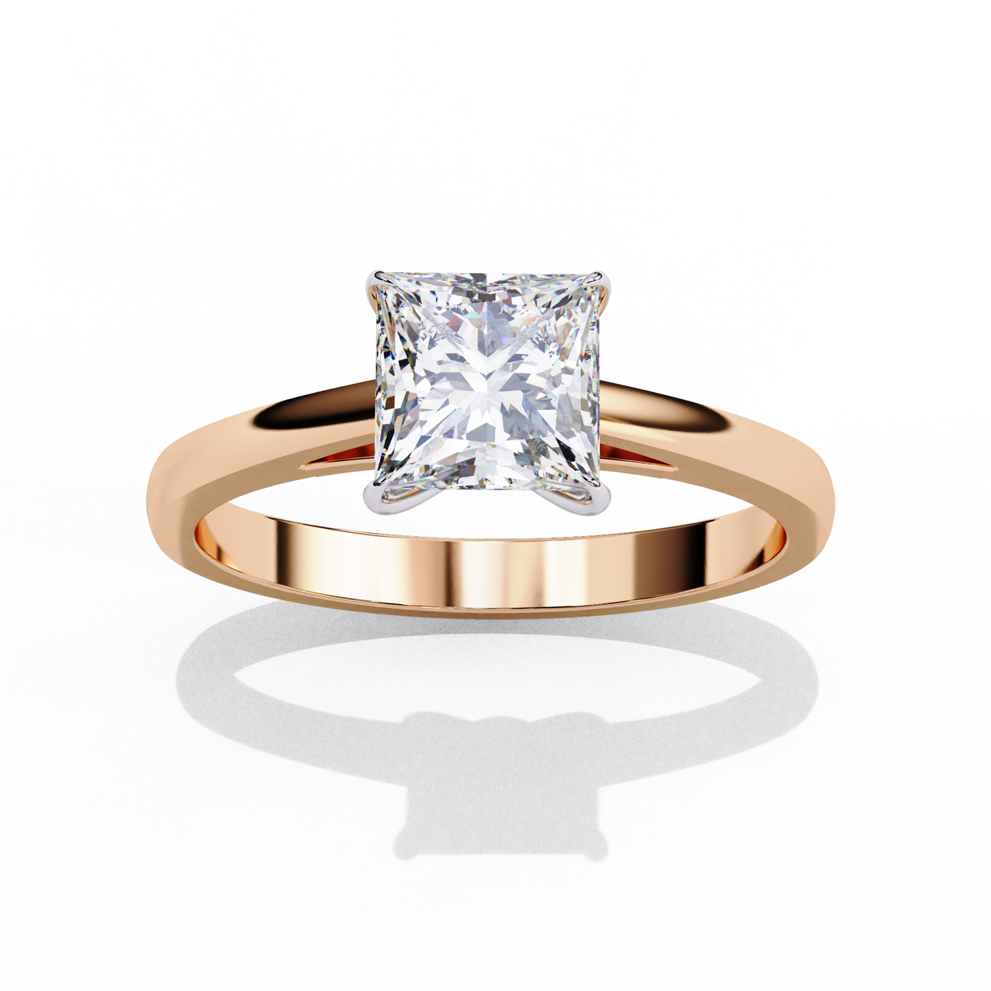 rose gold / moissanite, rose gold / lab grown