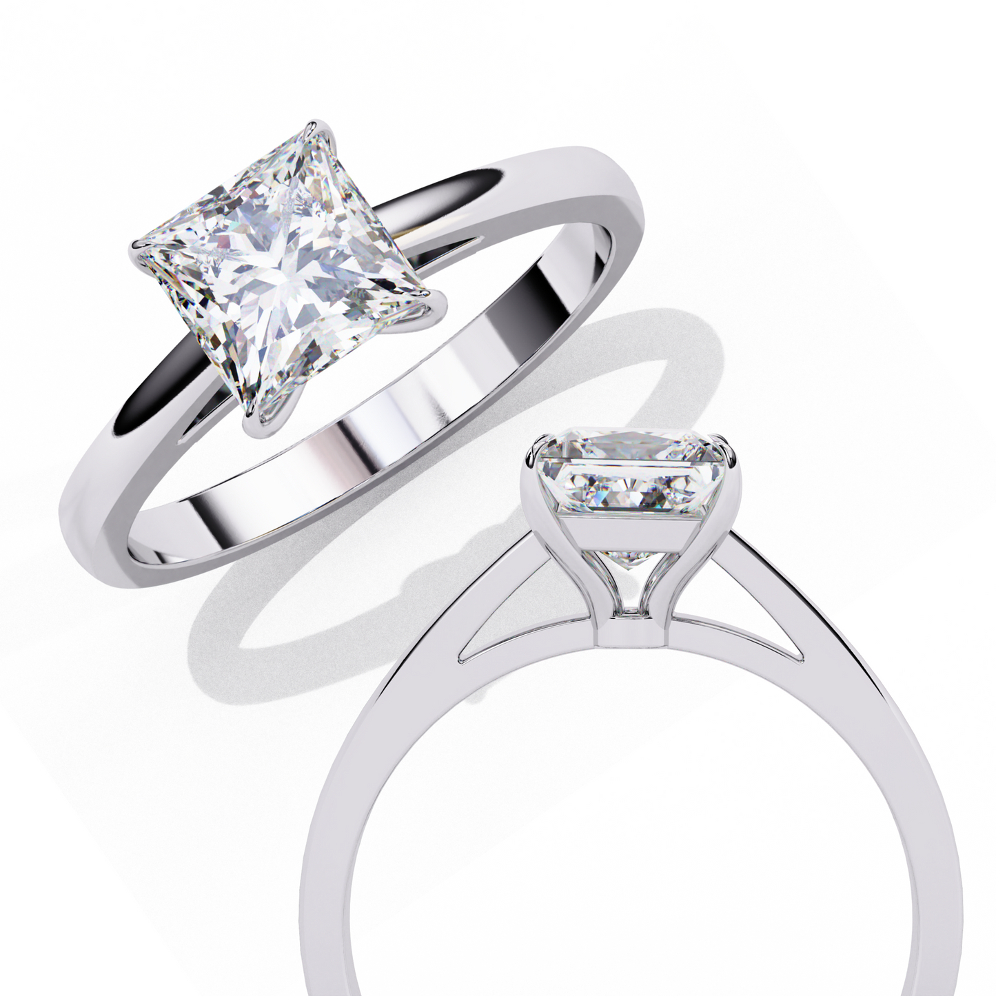 white gold / moissanite, white gold / lab grown