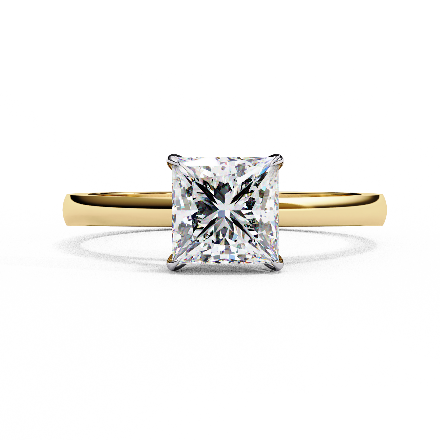 yellow gold / moissanite, yellow gold / lab grown