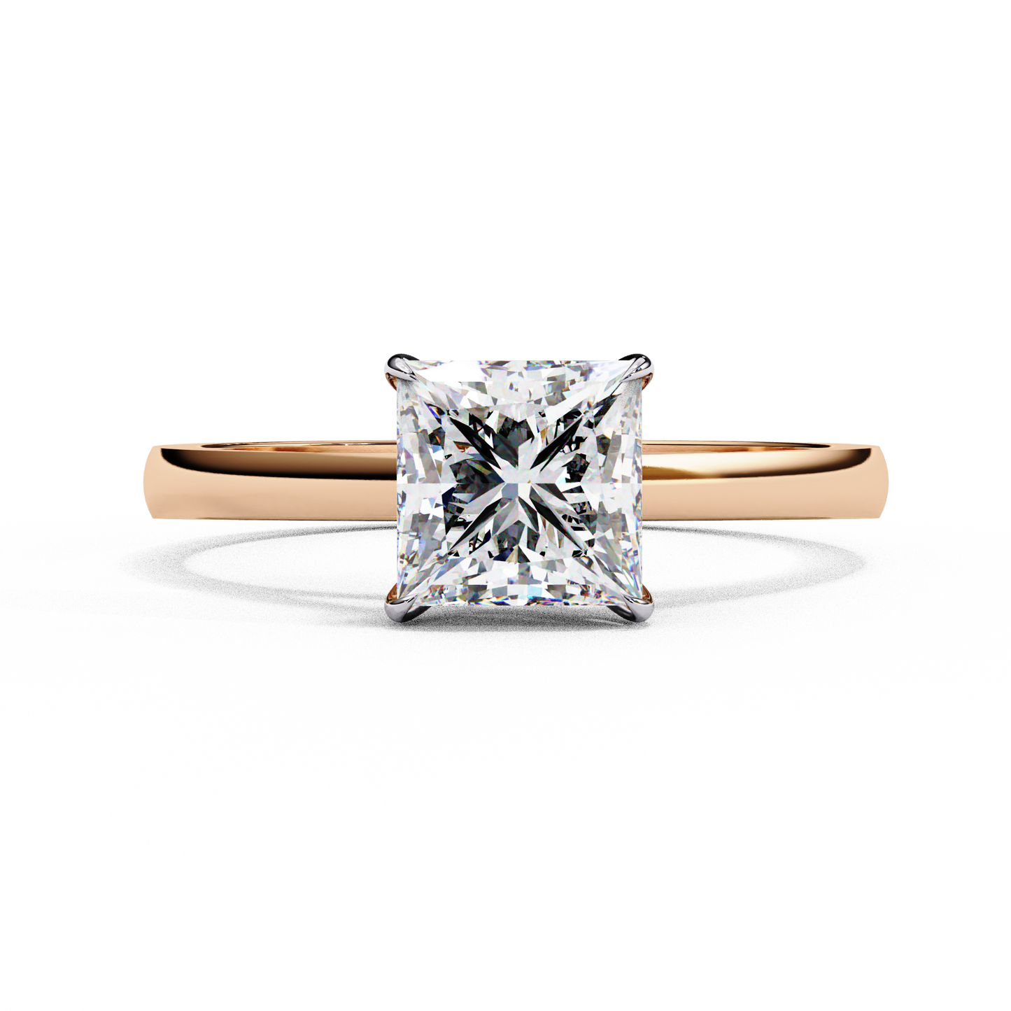 rose gold / moissanite, rose gold / lab grown