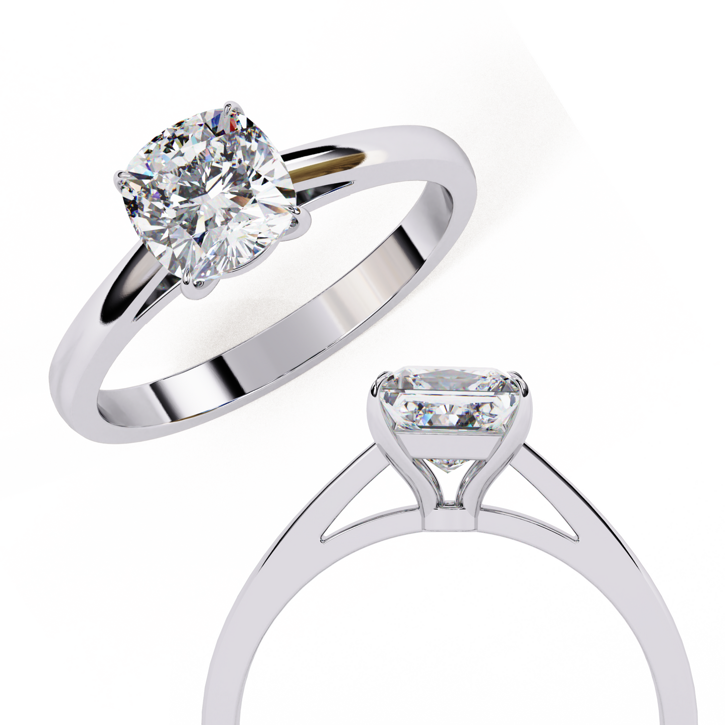 white gold / moissanite, white gold / lab grown