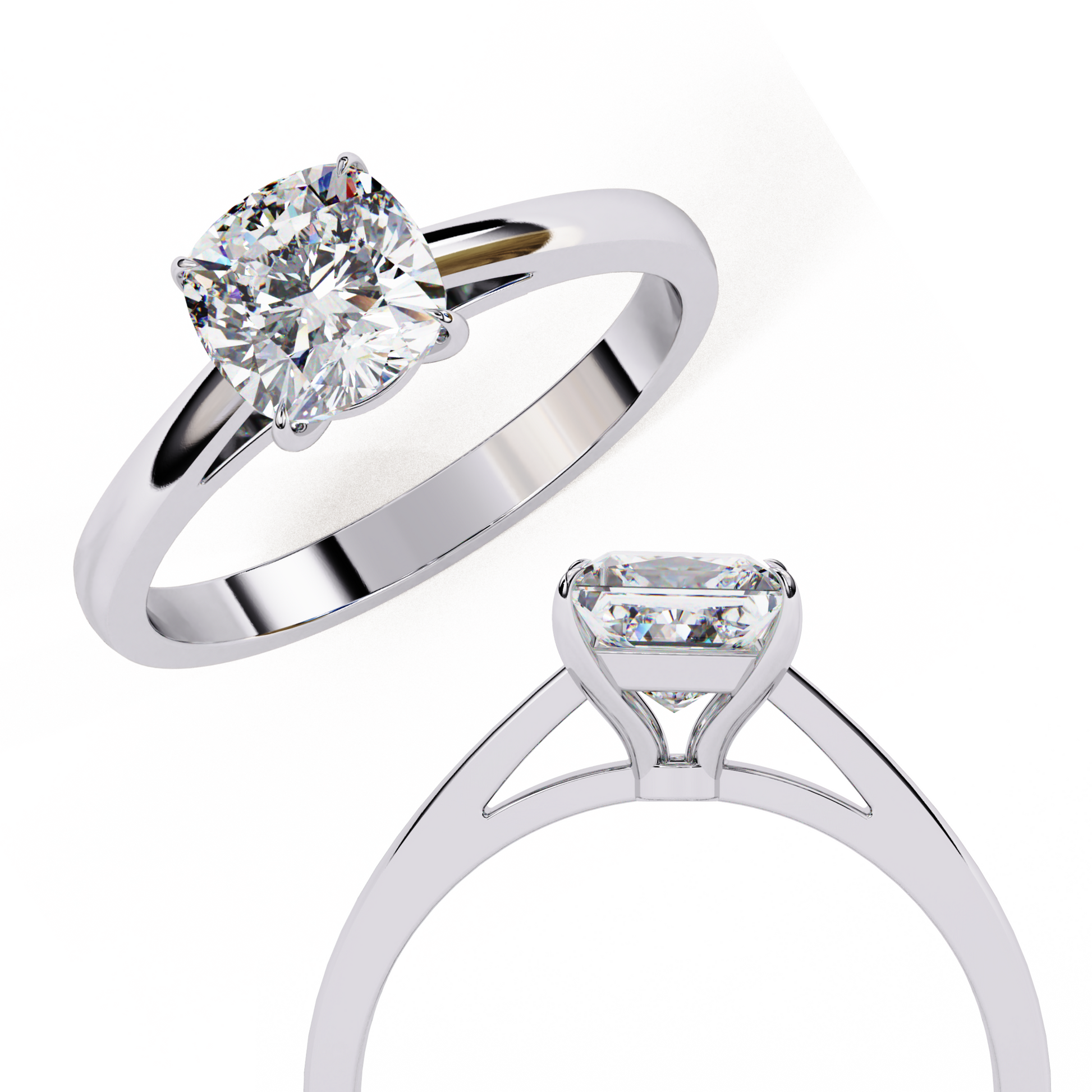 White Gold / Moissanite, White Gold / Lab Grown