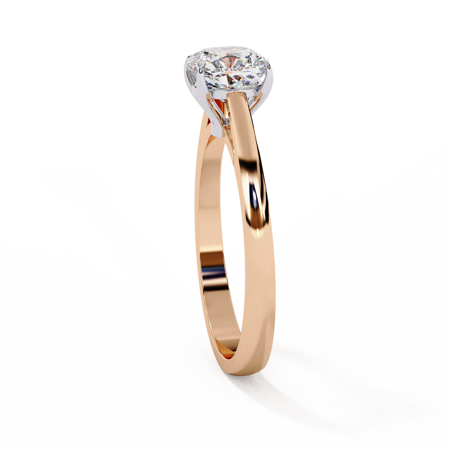 rose gold / moissanite, rose gold / lab grown