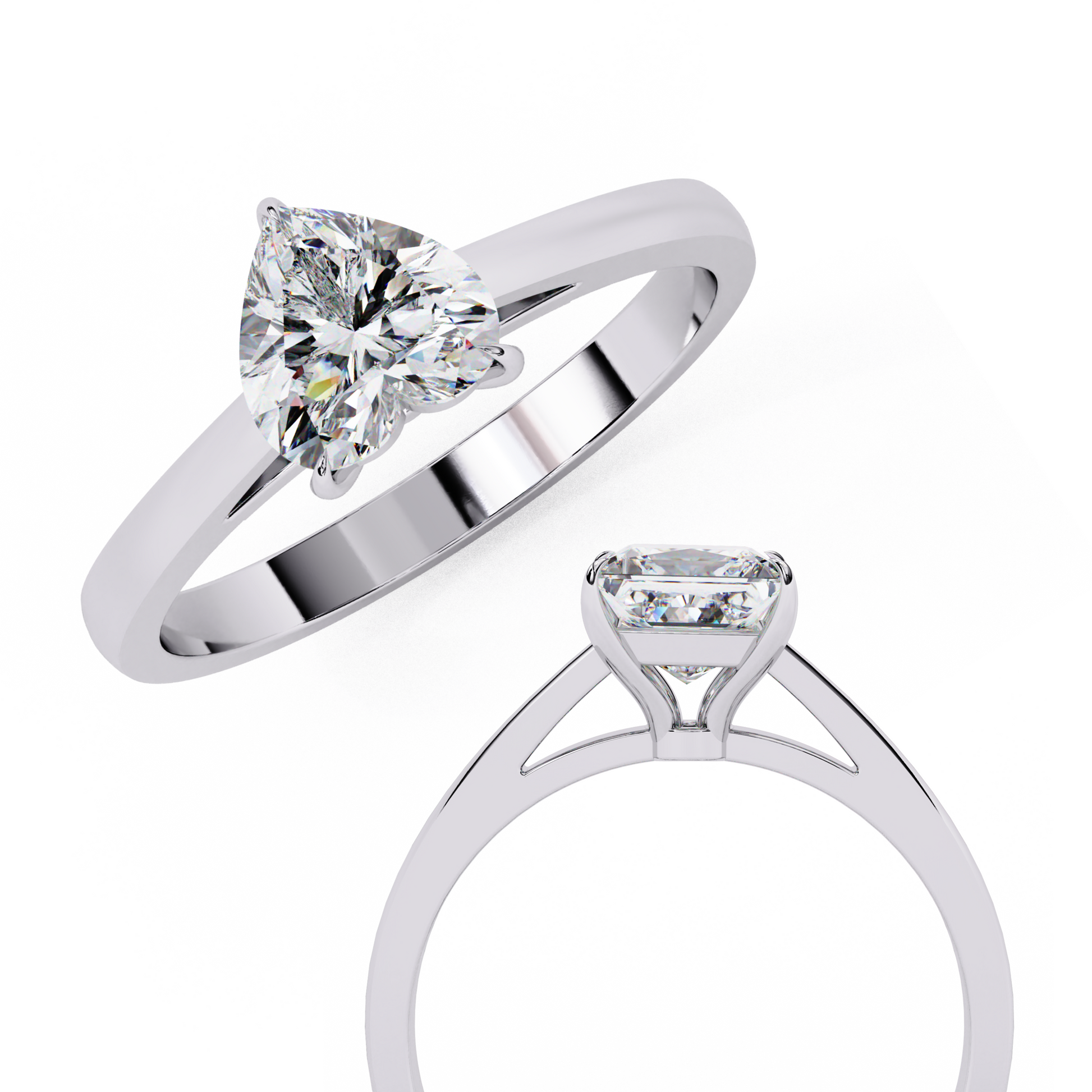 White Gold / Moissanite, White Gold / Lab Grown