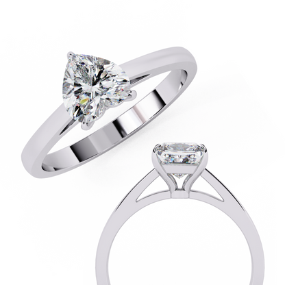 White Gold / Moissanite, White Gold / Lab Grown