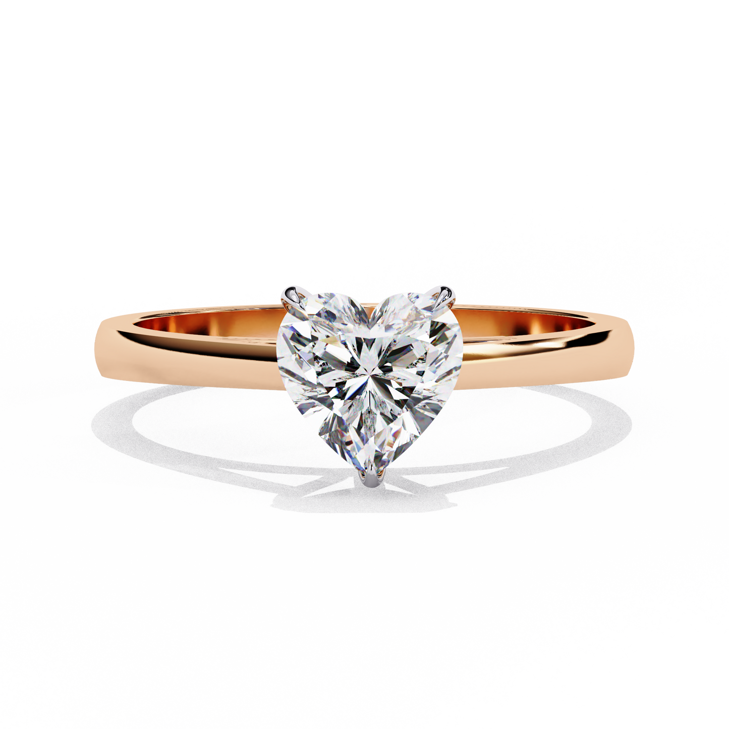 rose gold / moissanite, rose gold / lab grown