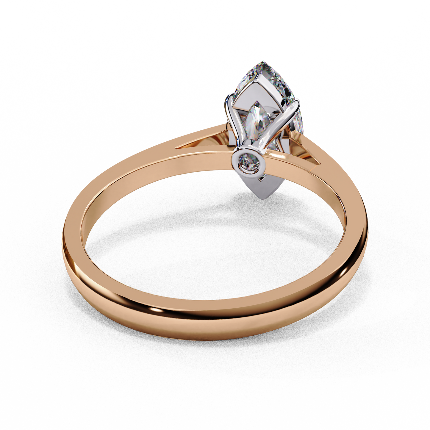 rose gold / moissanite, rose gold / lab grown