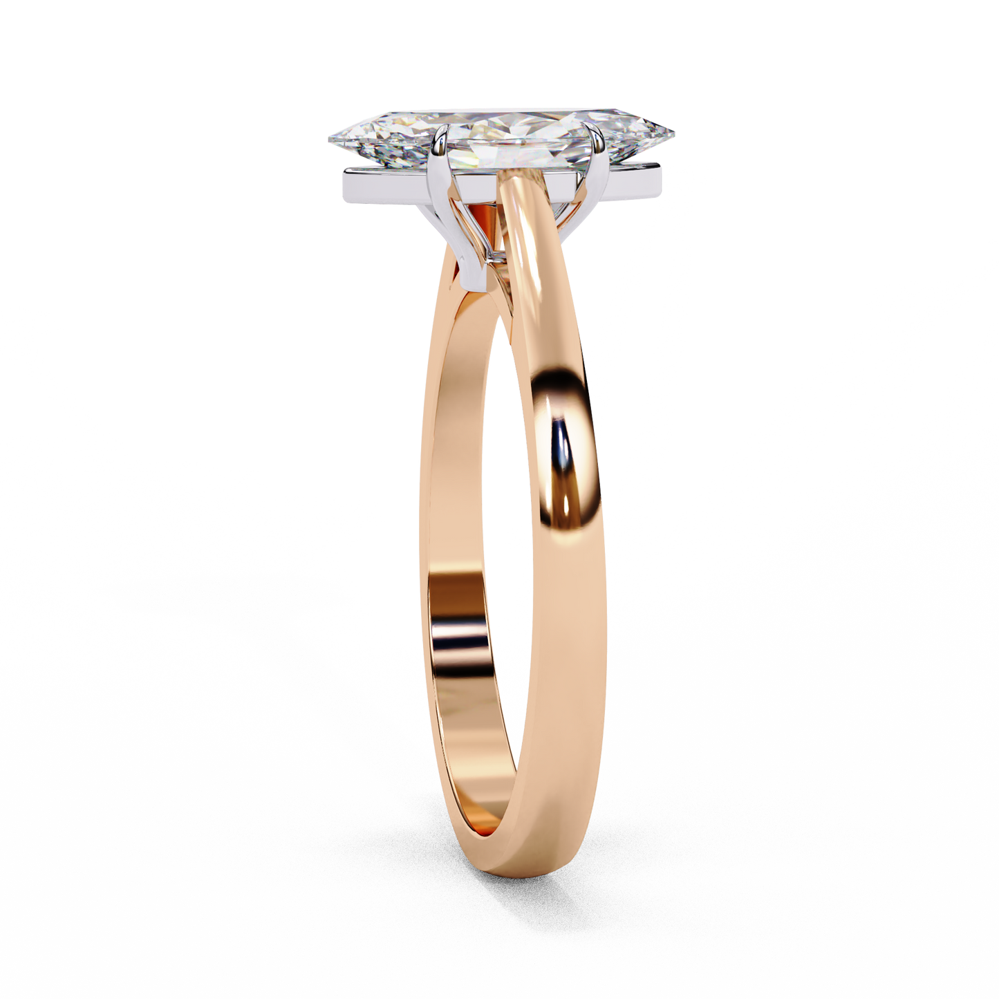 rose gold / moissanite, rose gold / lab grown
