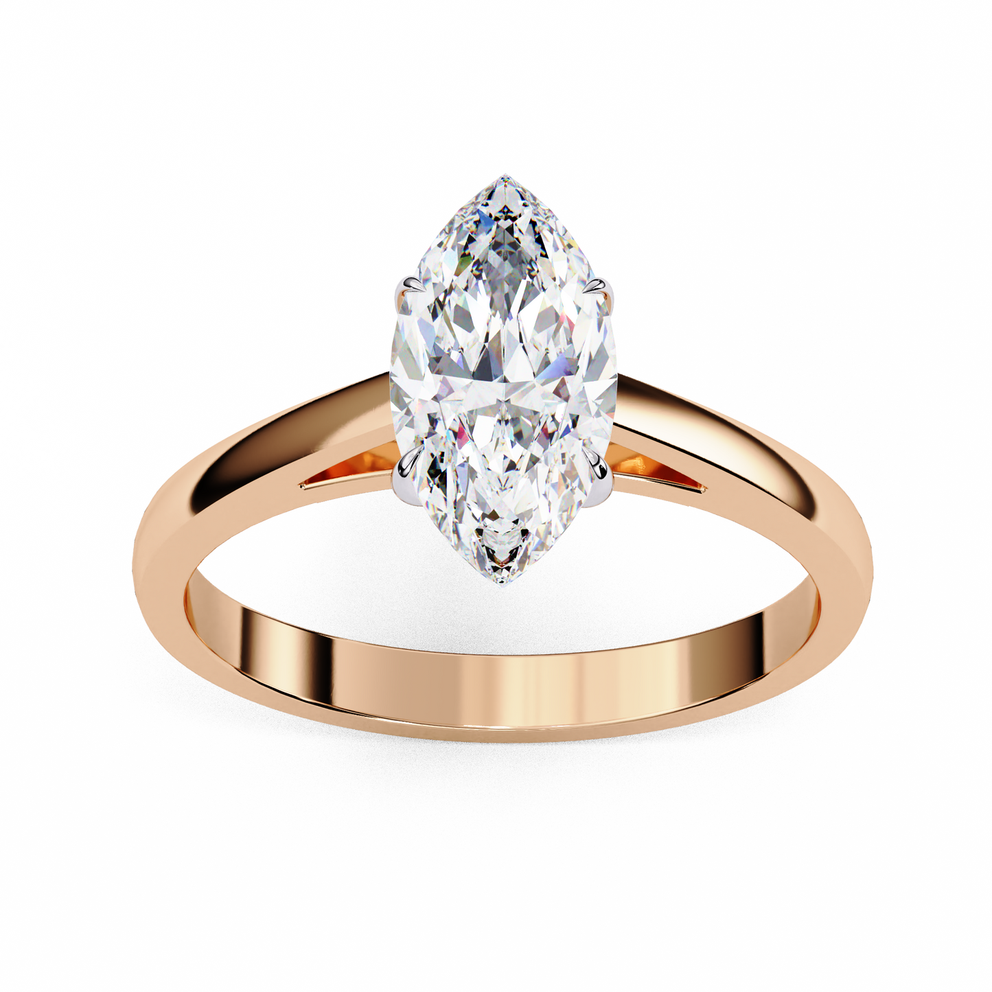 rose gold / moissanite, rose gold / lab grown