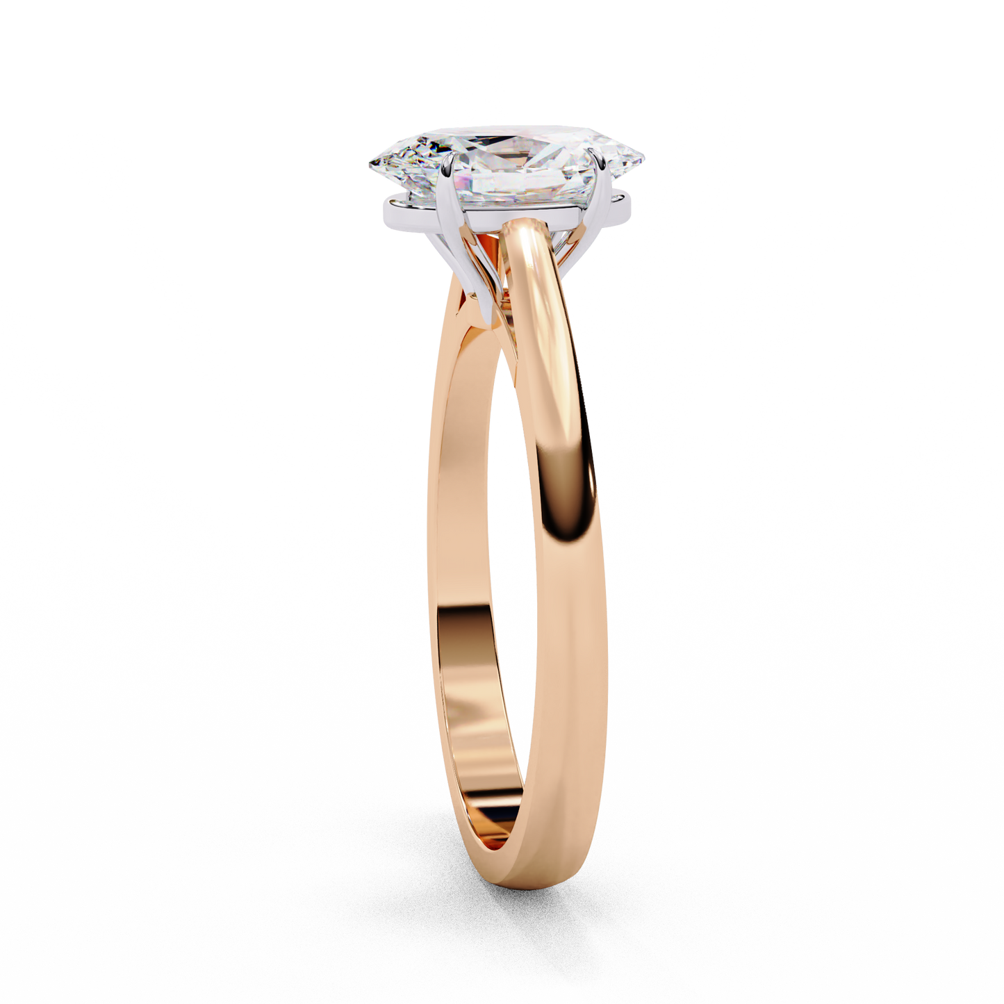 rose gold / moissanite, rose gold / lab grown