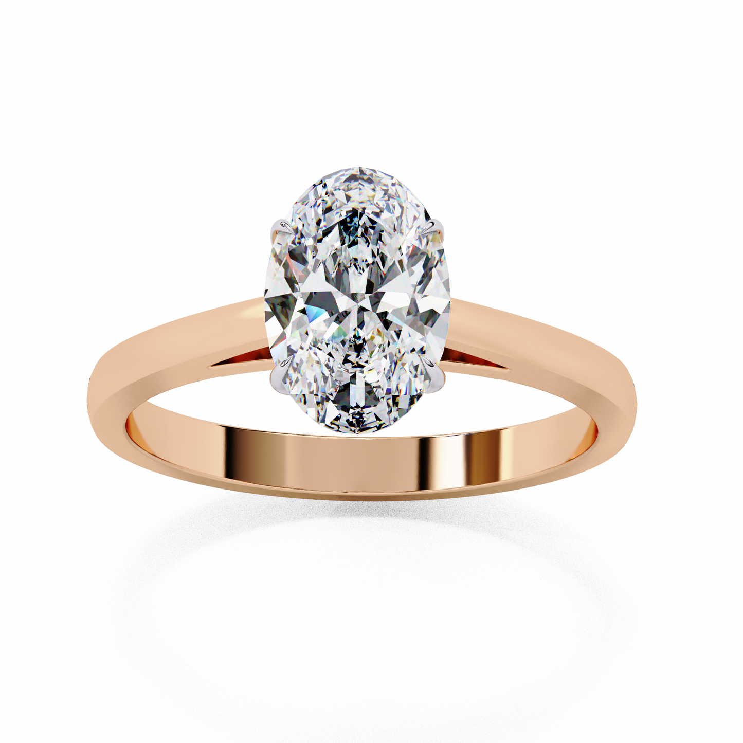 rose gold / moissanite, rose gold / lab grown