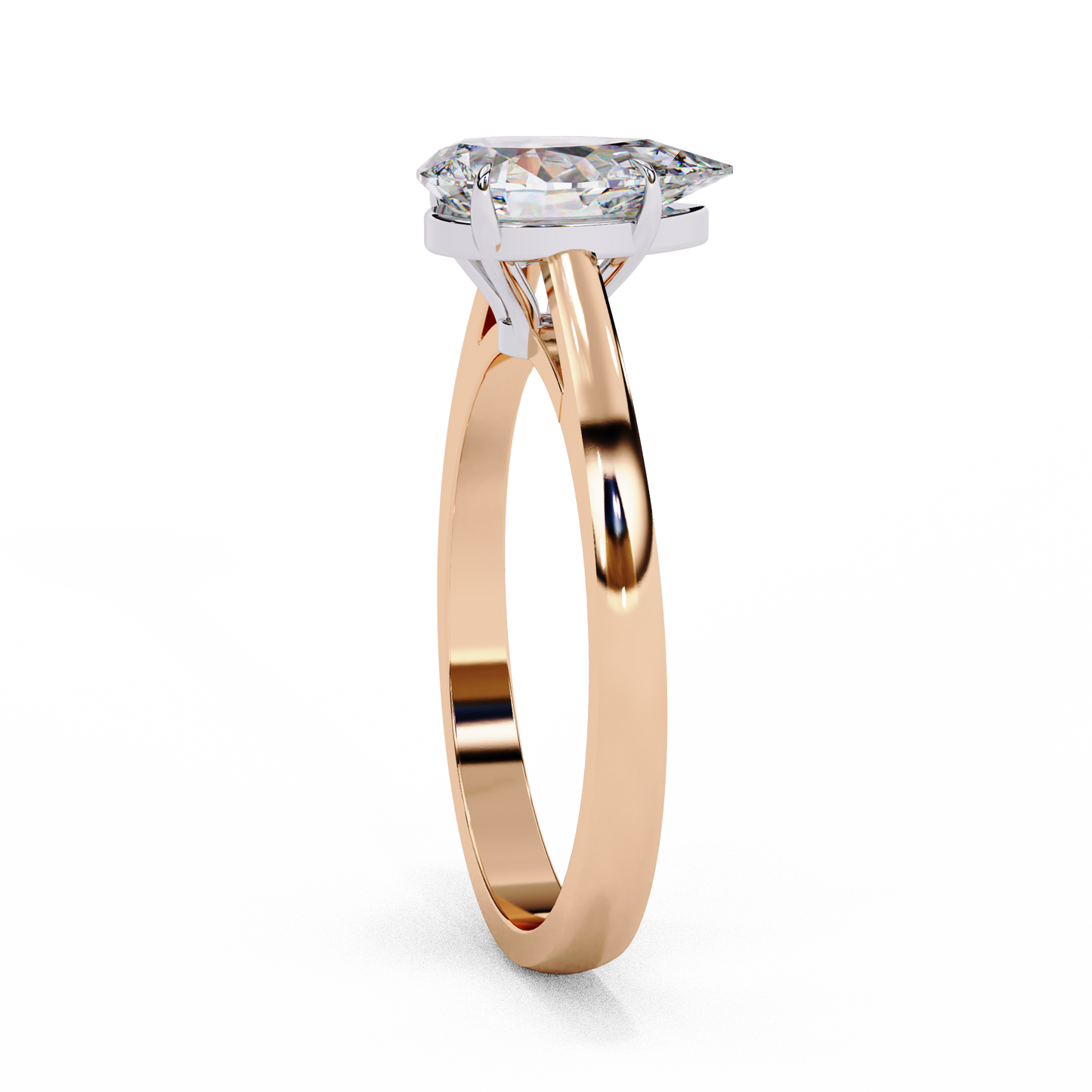 rose gold / moissanite, rose gold / lab grown