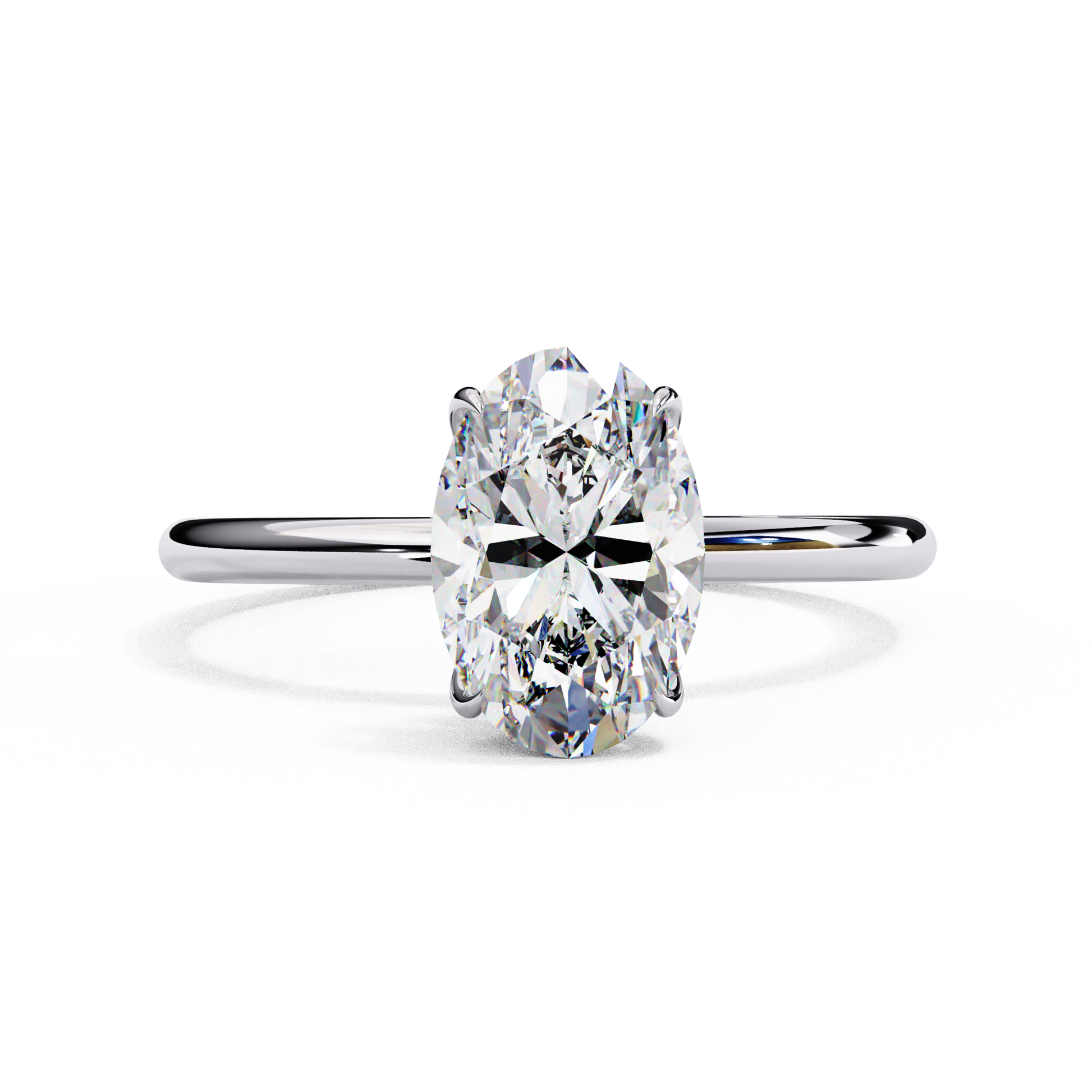 White Gold / Moissanite, White Gold / Lab Grown