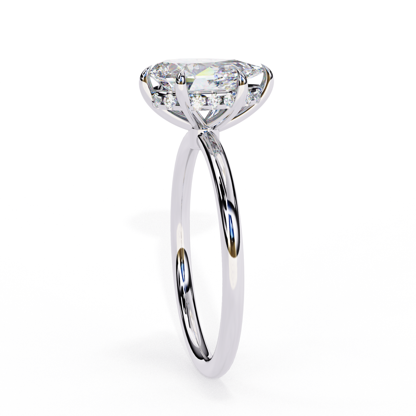 white gold / moissanite, white gold / lab grown