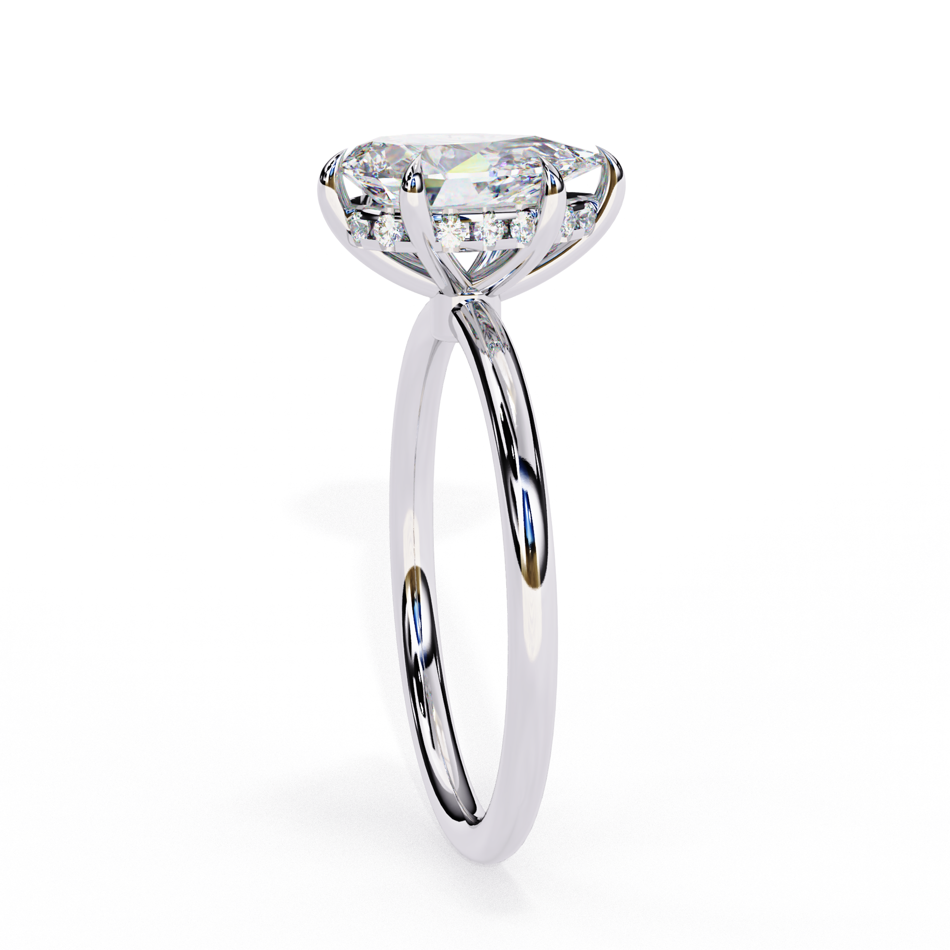 White Gold / Moissanite, White Gold / Lab Grown