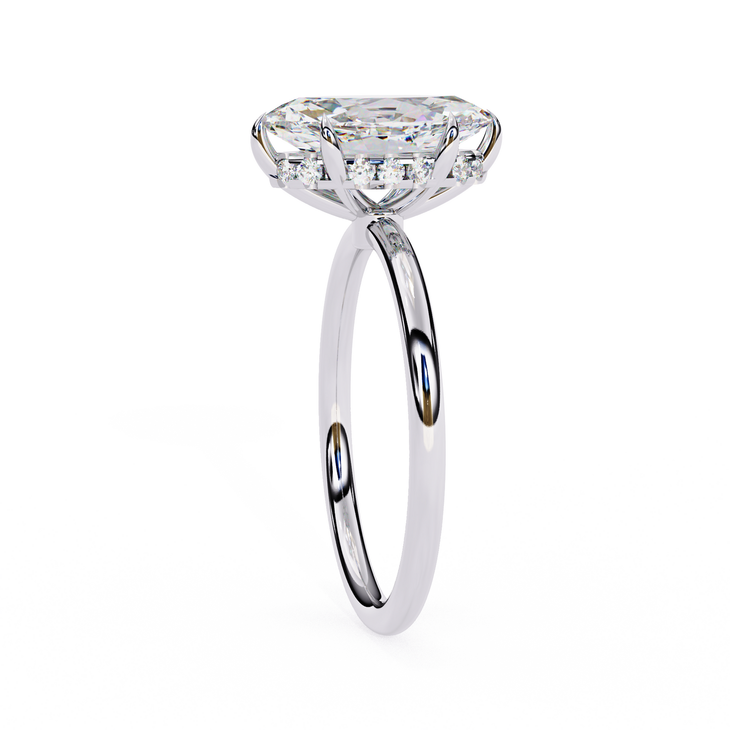 white gold / moissanite, white gold / lab grown