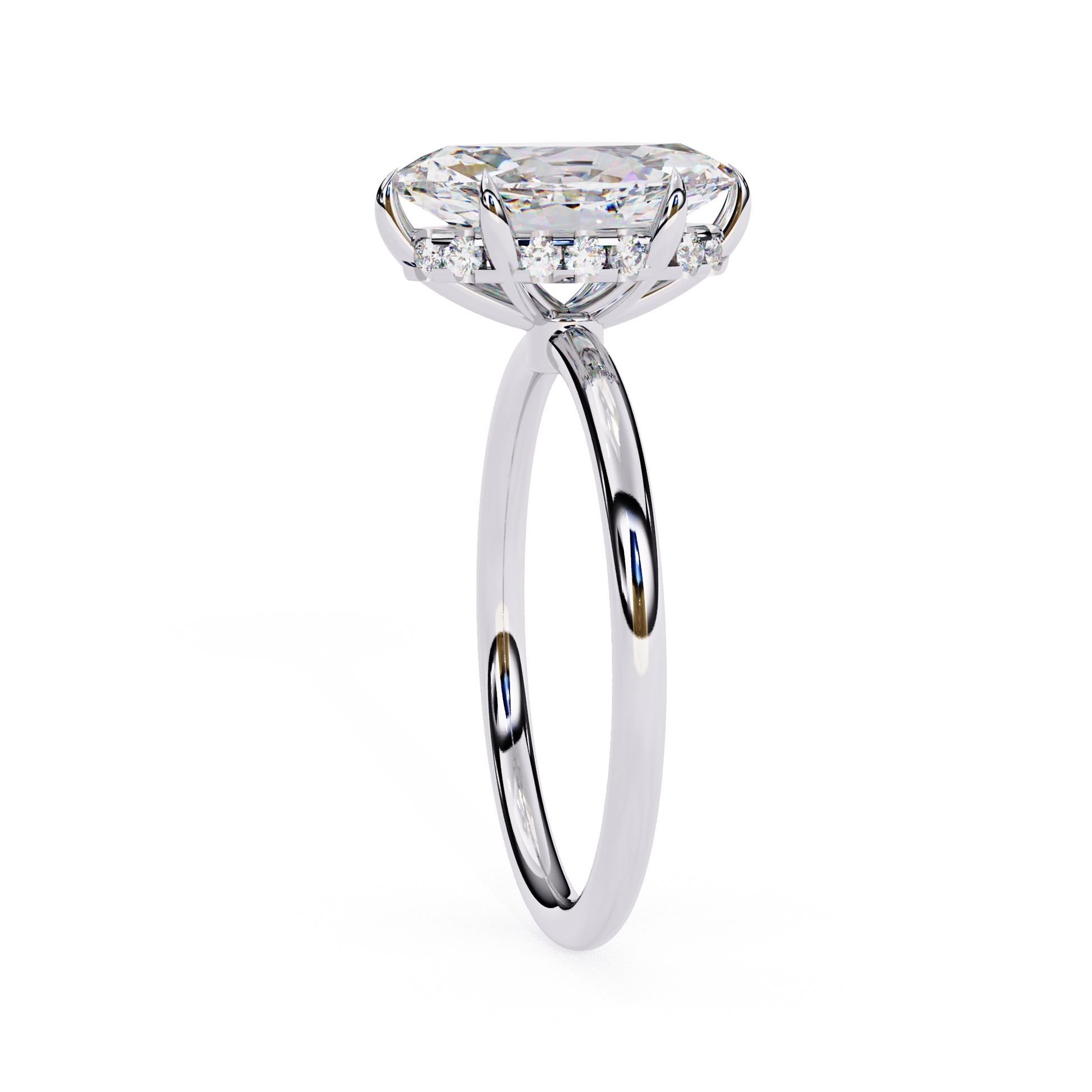 White Gold / Moissanite, White Gold / Lab Grown