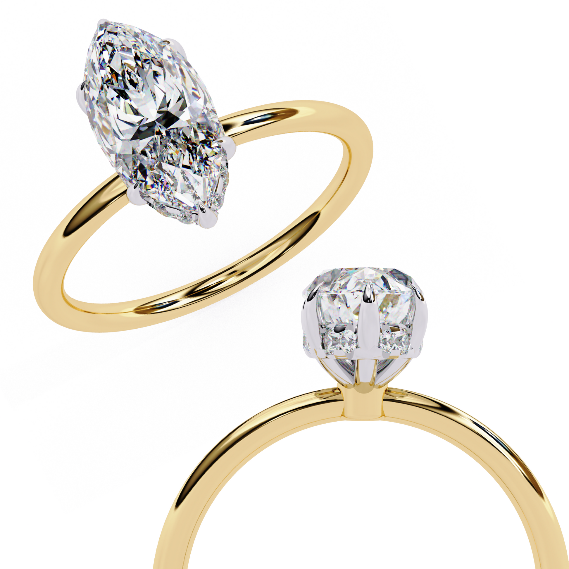 Yellow Gold / Moissanite, Yellow Gold / Lab Grown