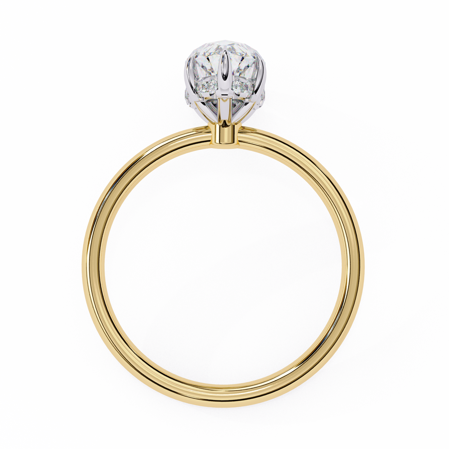 yellow gold / moissanite, yellow gold / lab grown