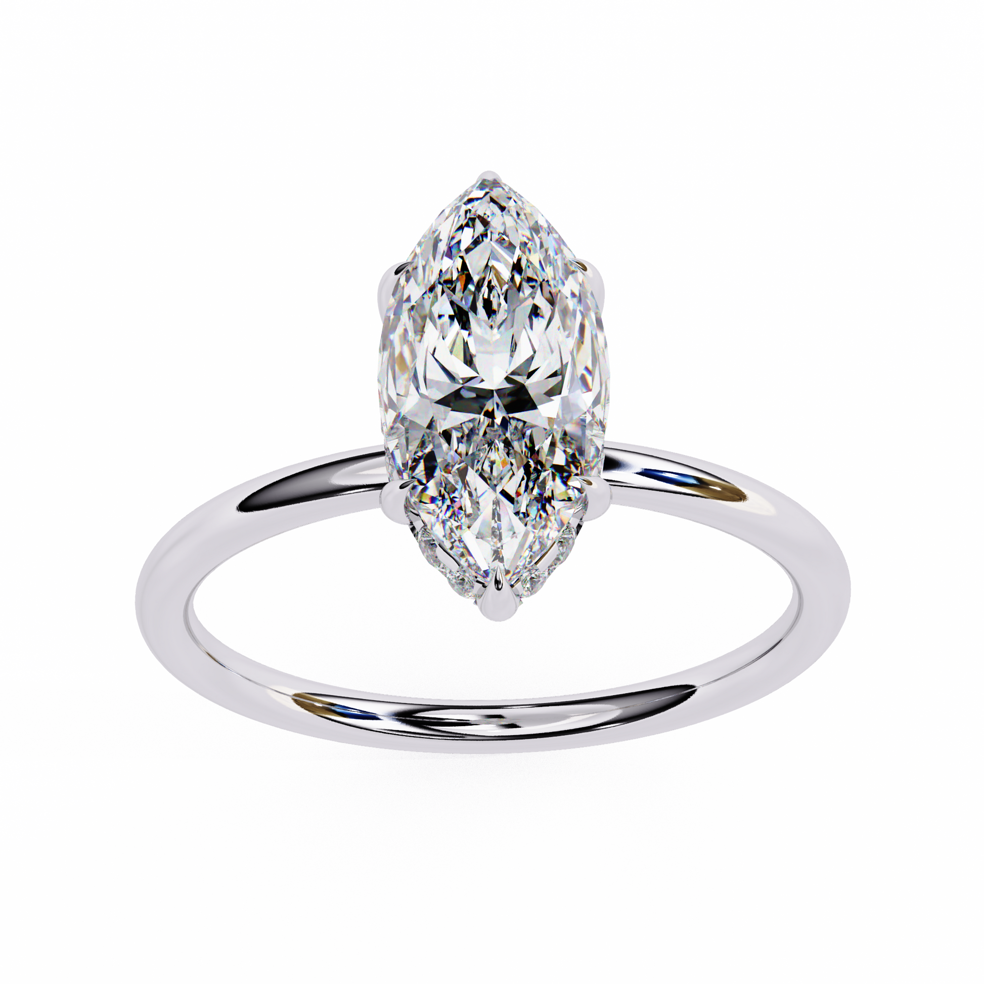 White Gold / Moissanite, White Gold / Lab Grown