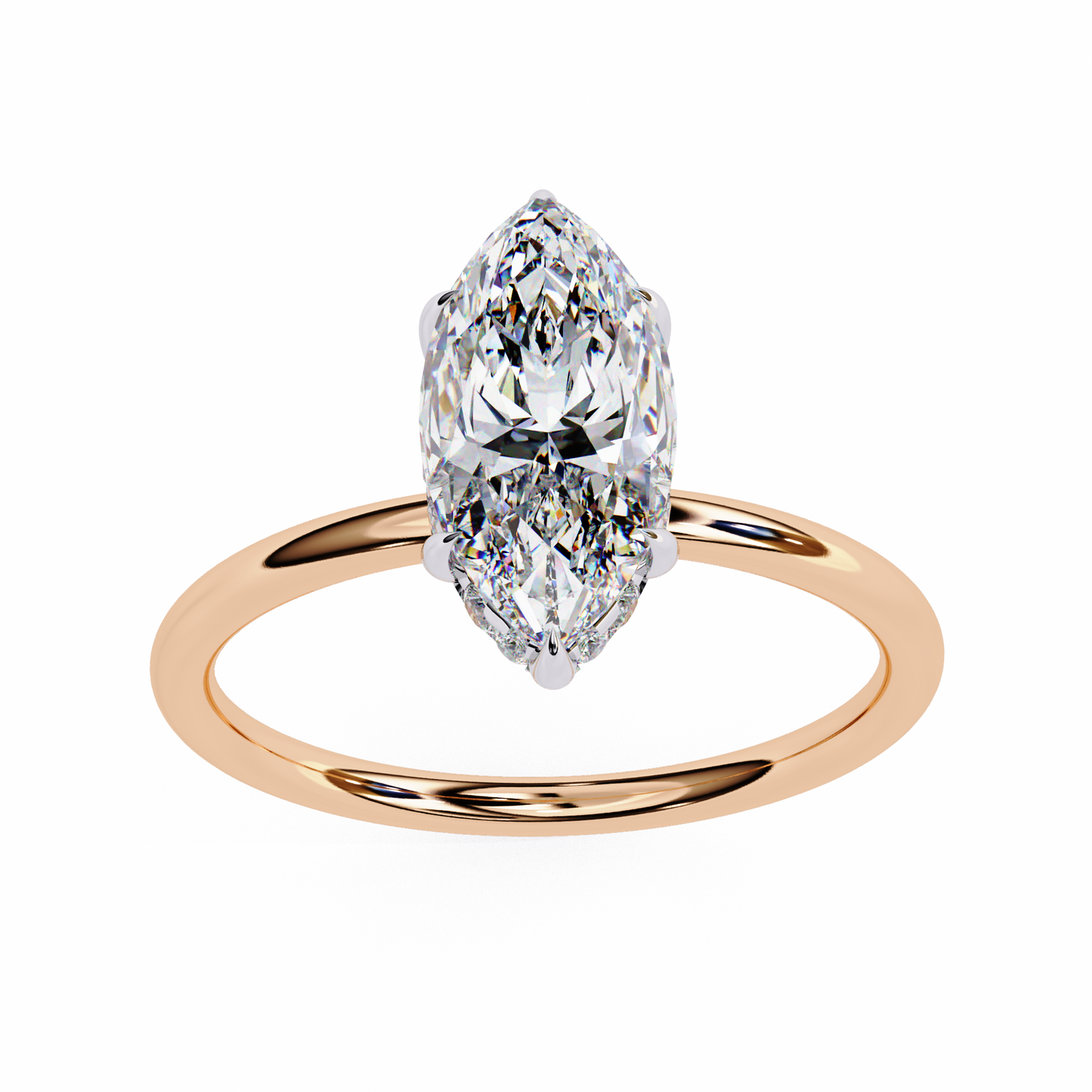 rose gold / moissanite, rose gold / lab grown