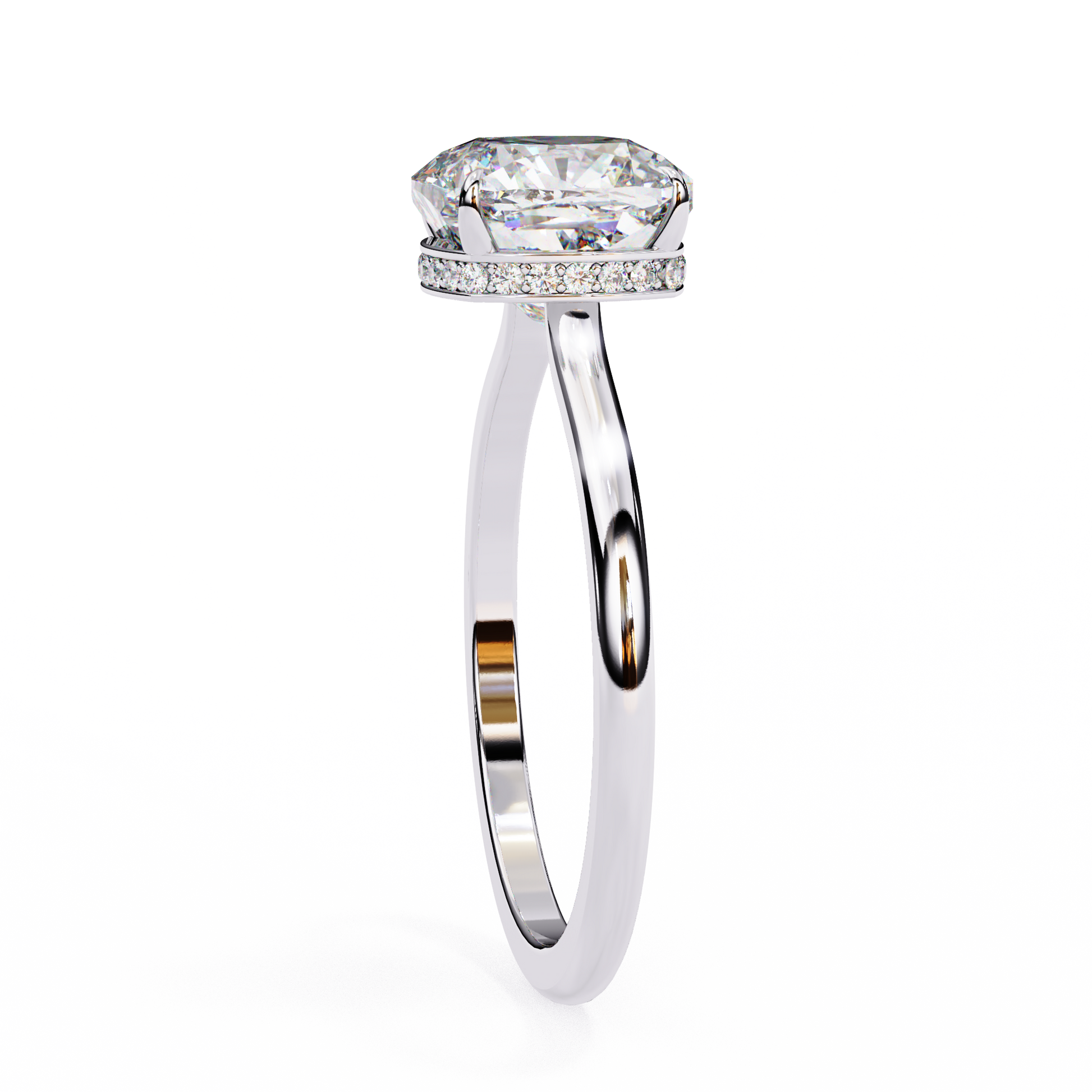 White Gold / Moissanite, White Gold / Lab Grown