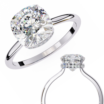 White Gold / Moissanite, White Gold / Lab Grown