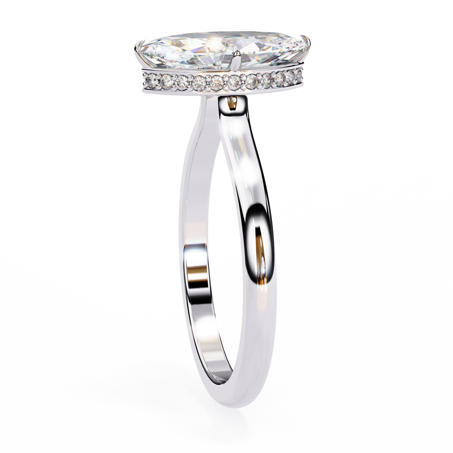 white gold / moissanite, white gold / lab grown