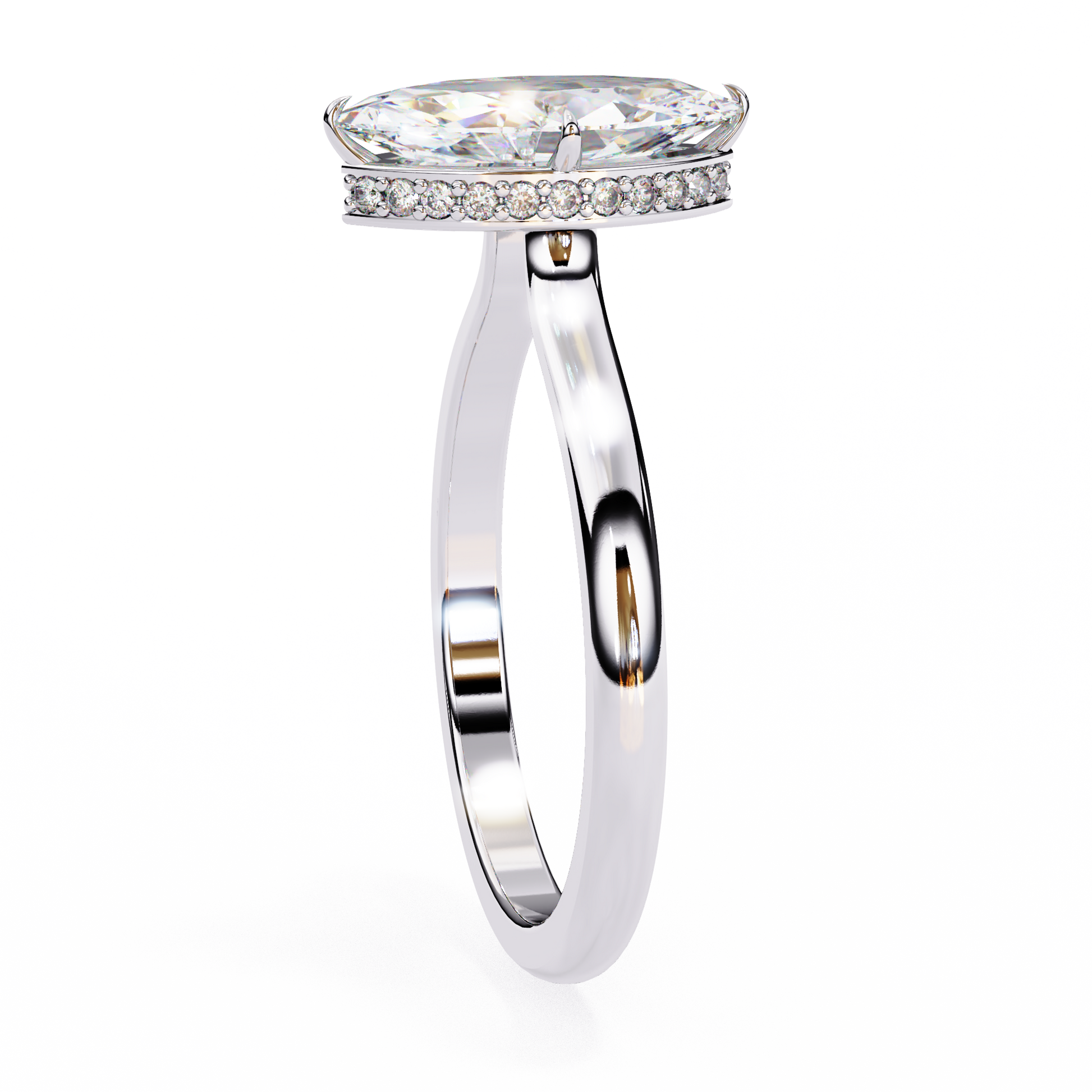White Gold / Moissanite, White Gold / Lab Grown