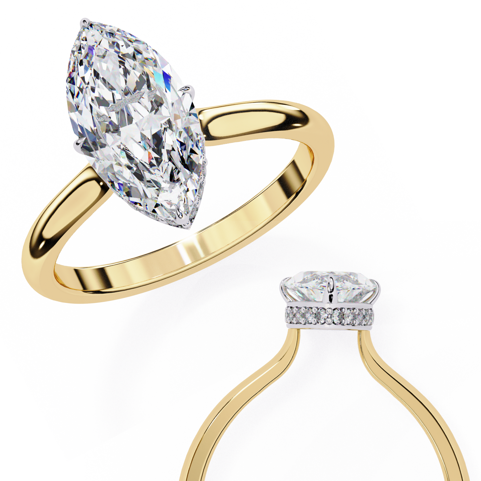 Yellow Gold / Moissanite, Yellow Gold / Lab Grown