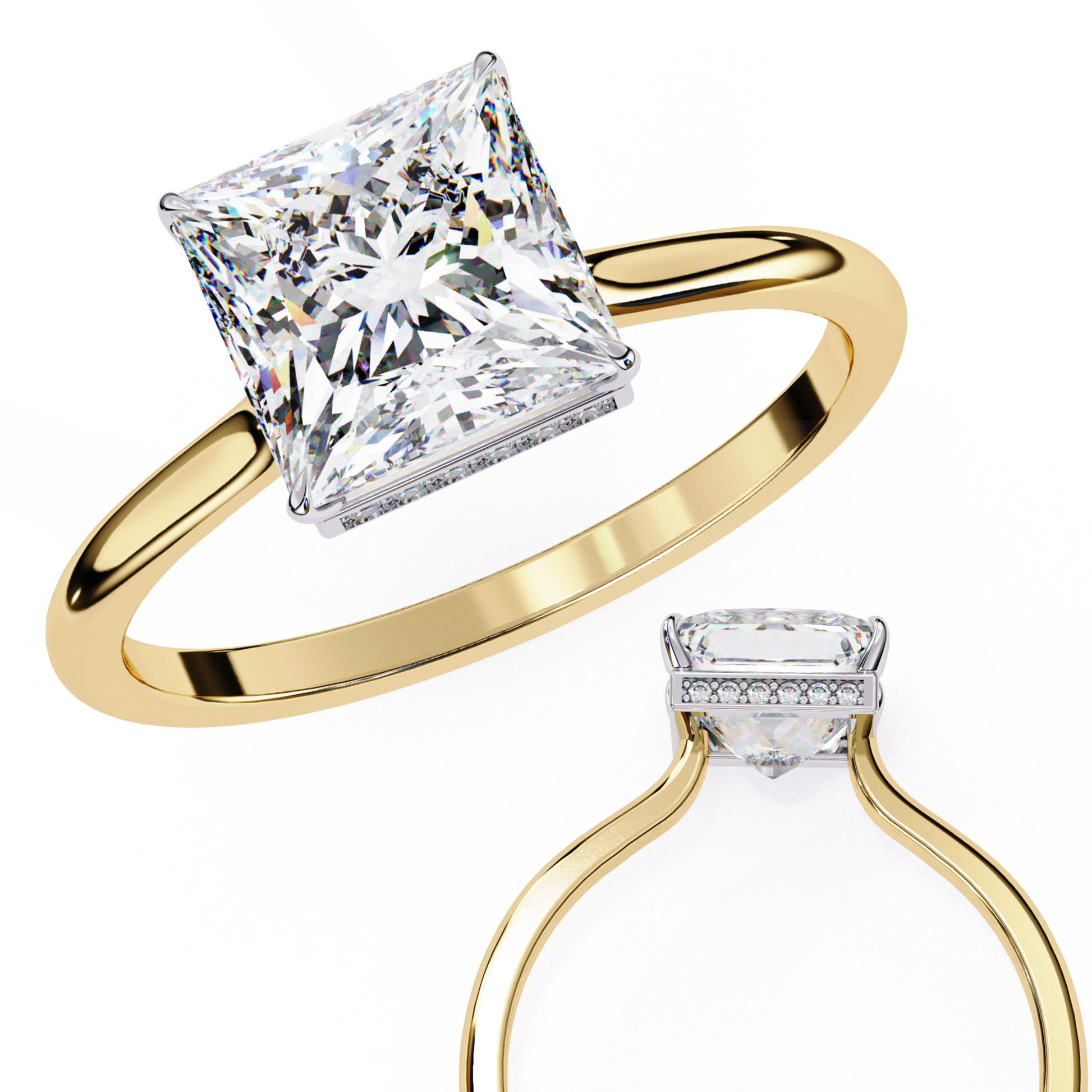 Yellow Gold / Moissanite, Yellow Gold / Lab Grown