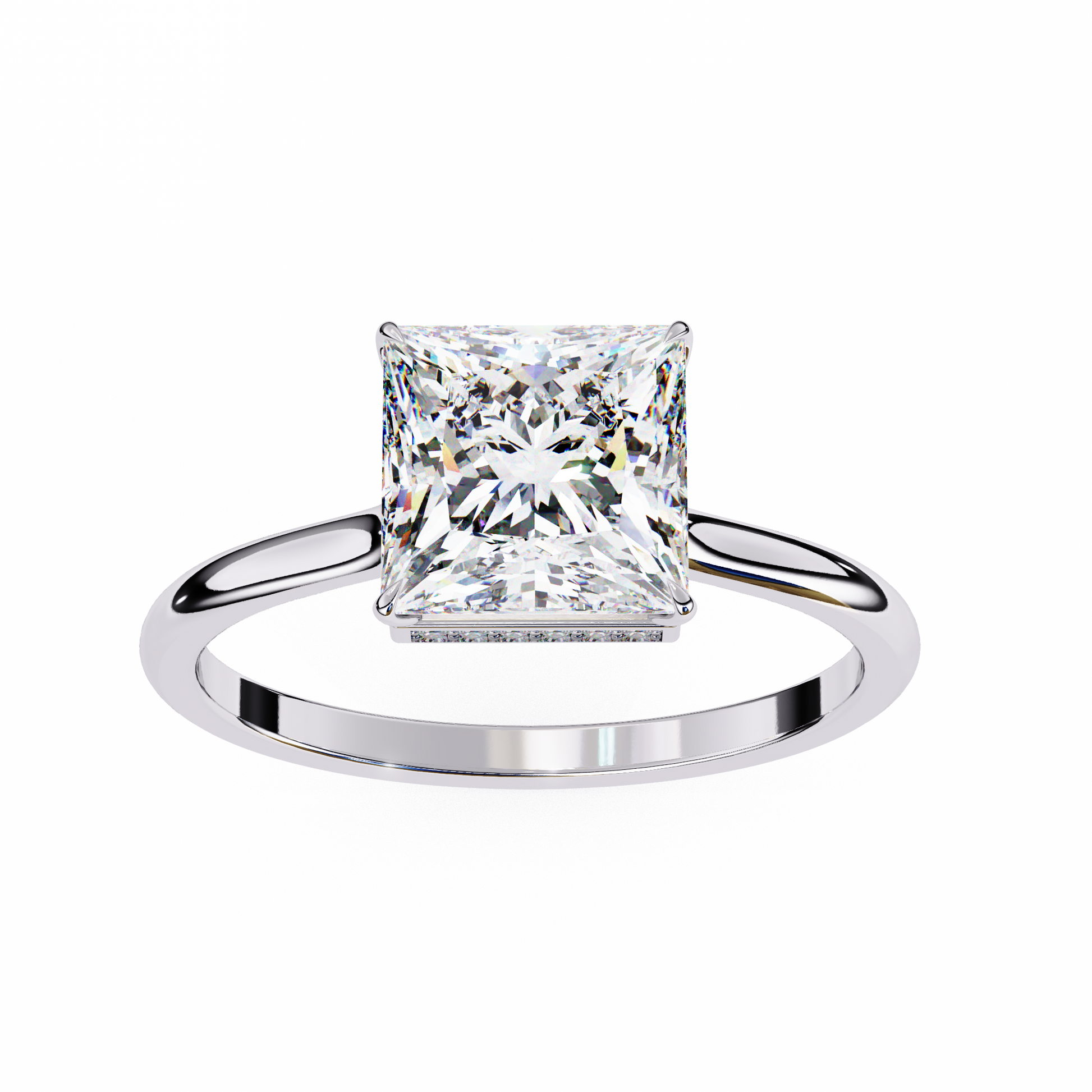 White Gold / Moissanite, White Gold / Lab Grown