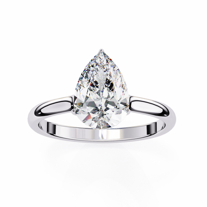 White Gold / Moissanite, White Gold / Lab Grown