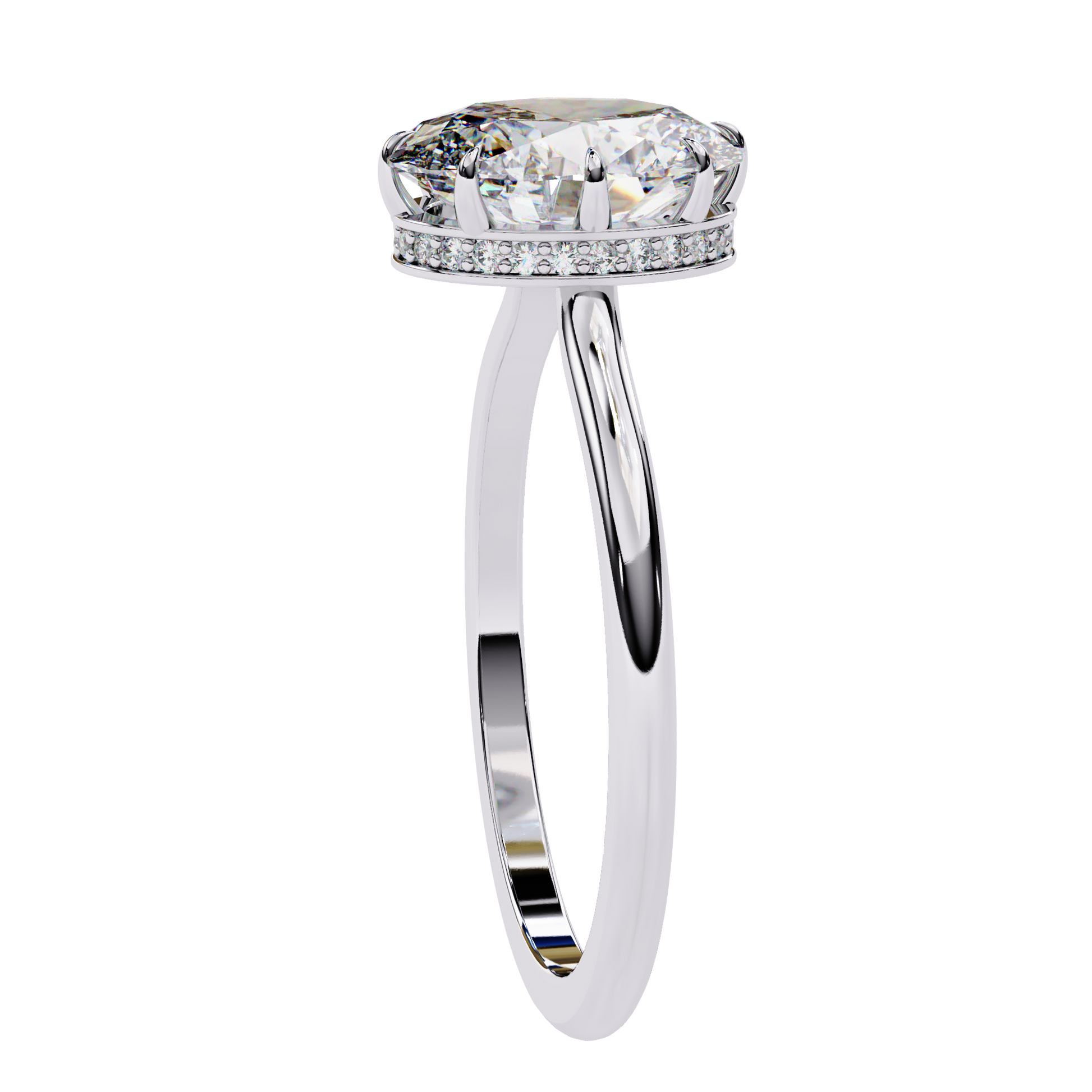 White Gold / Moissanite, White Gold / Lab Grown