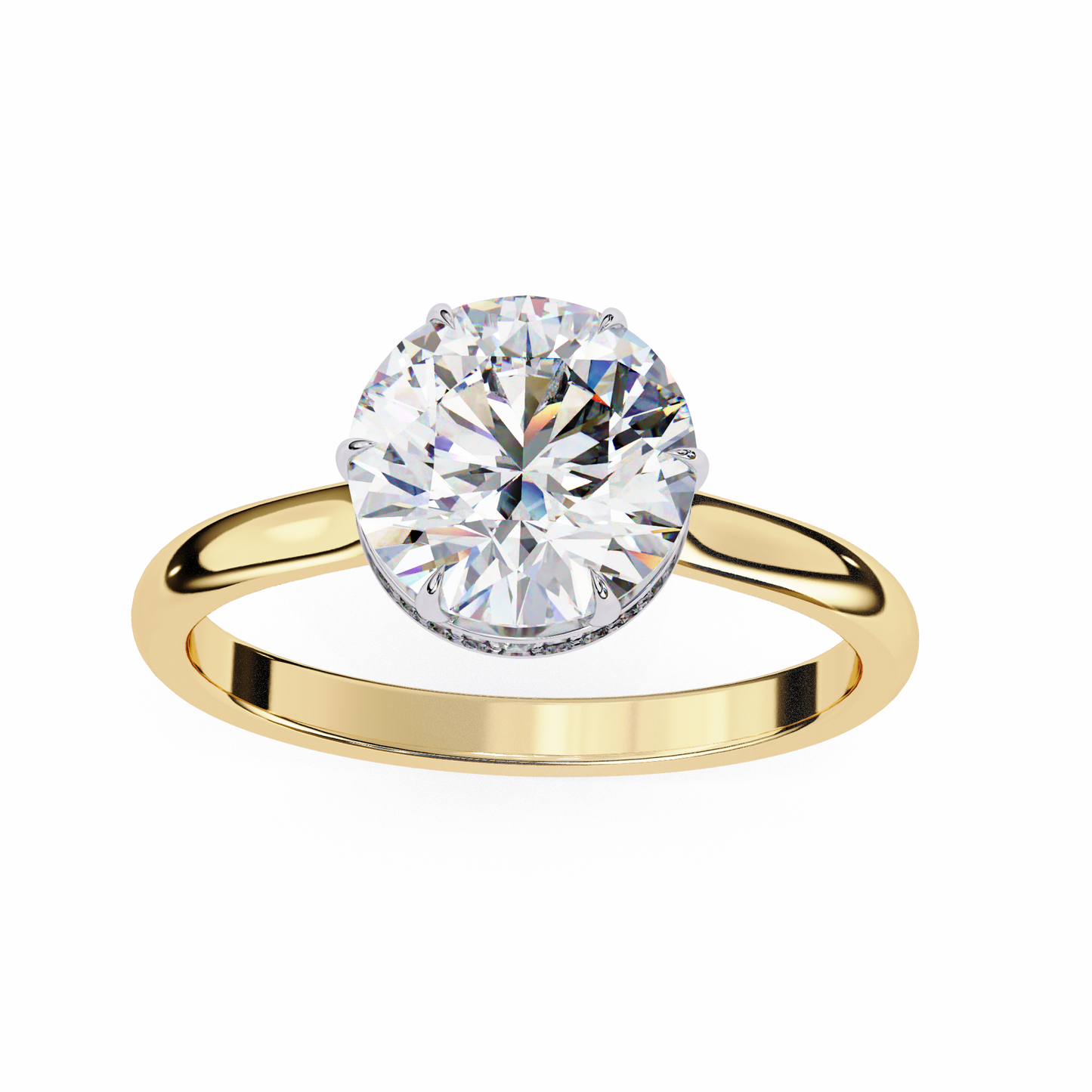 yellow gold / moissanite, yellow gold / lab grown