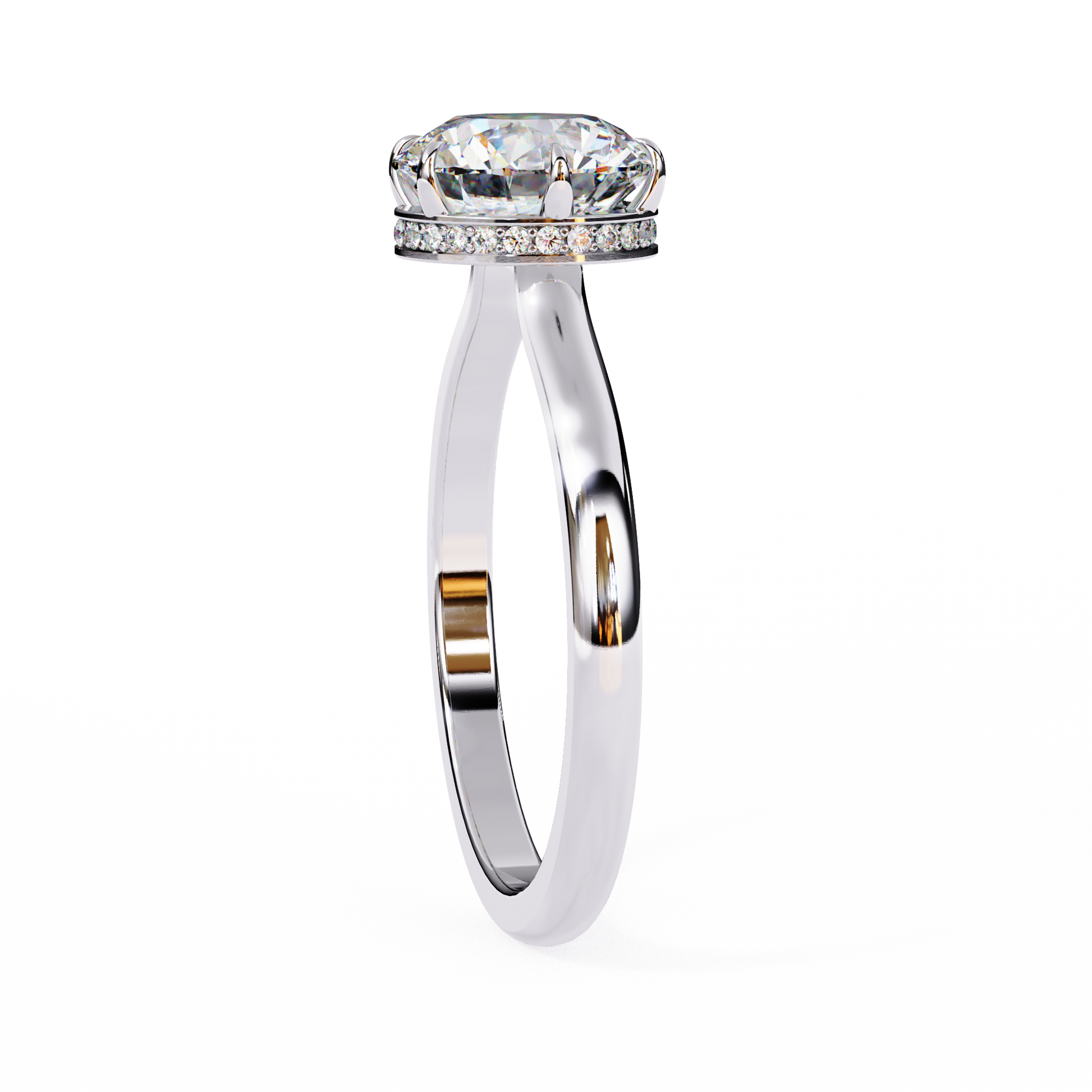 White Gold / Moissanite, White Gold / Lab Grown