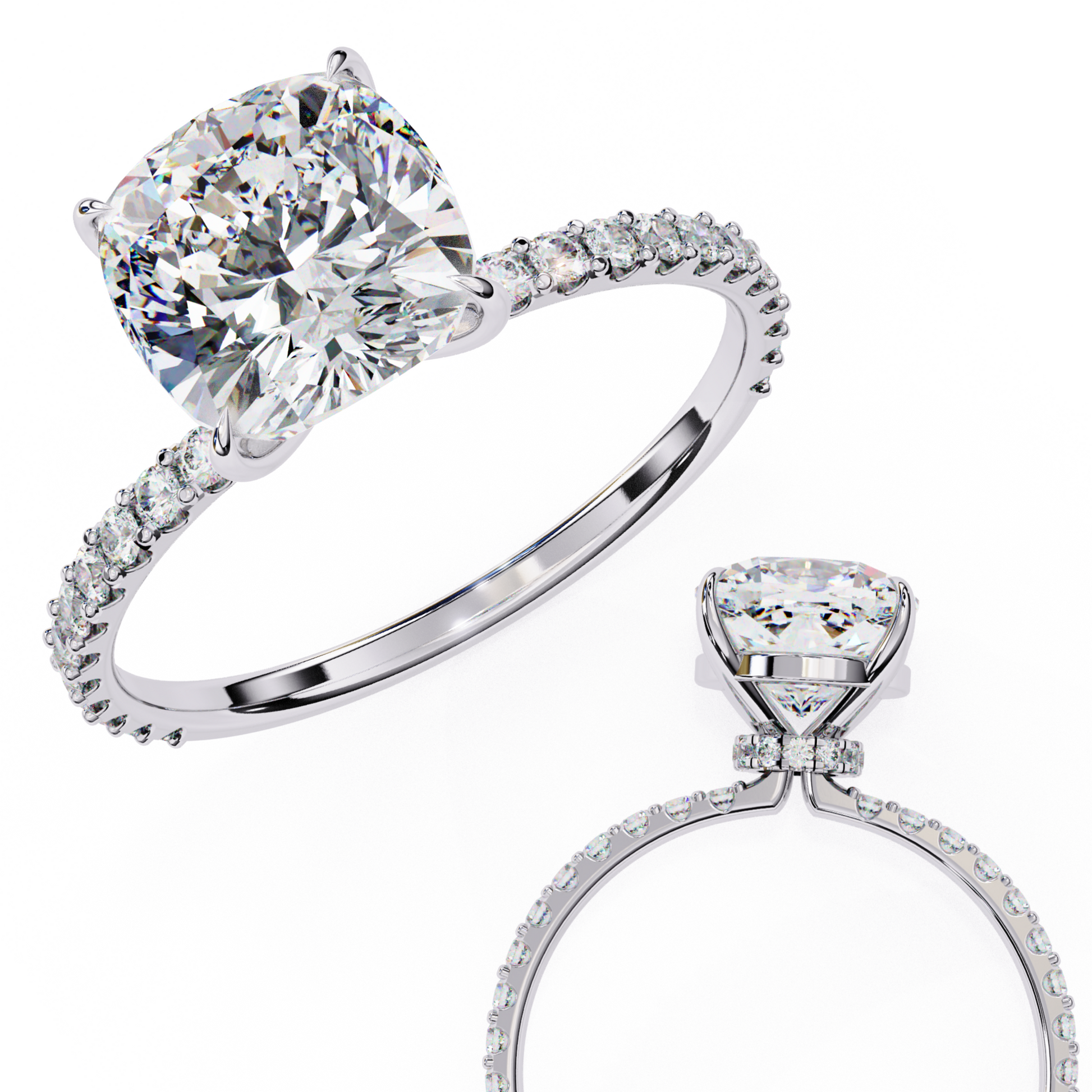 White Gold / Moissanite, White Gold / Lab Grown