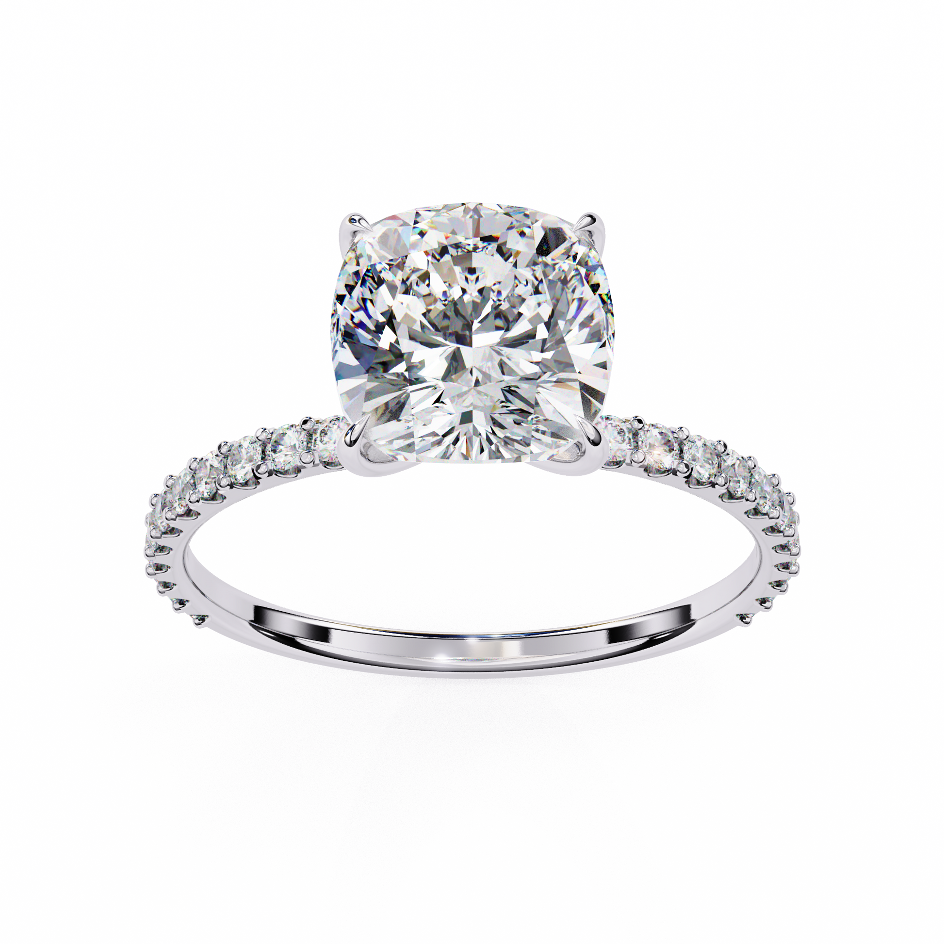 White Gold / Moissanite, White Gold / Lab Grown
