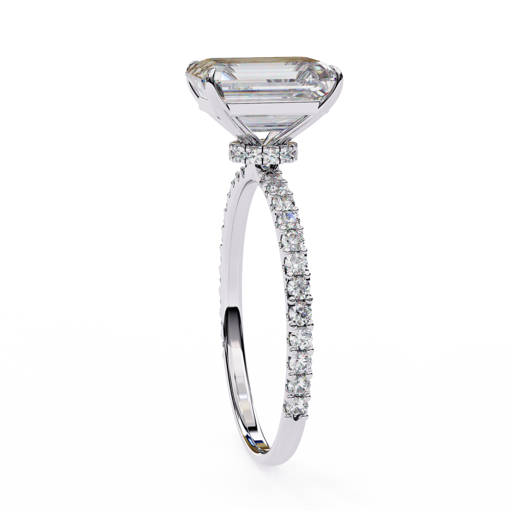 White Gold / Moissanite, White Gold / Lab Grown